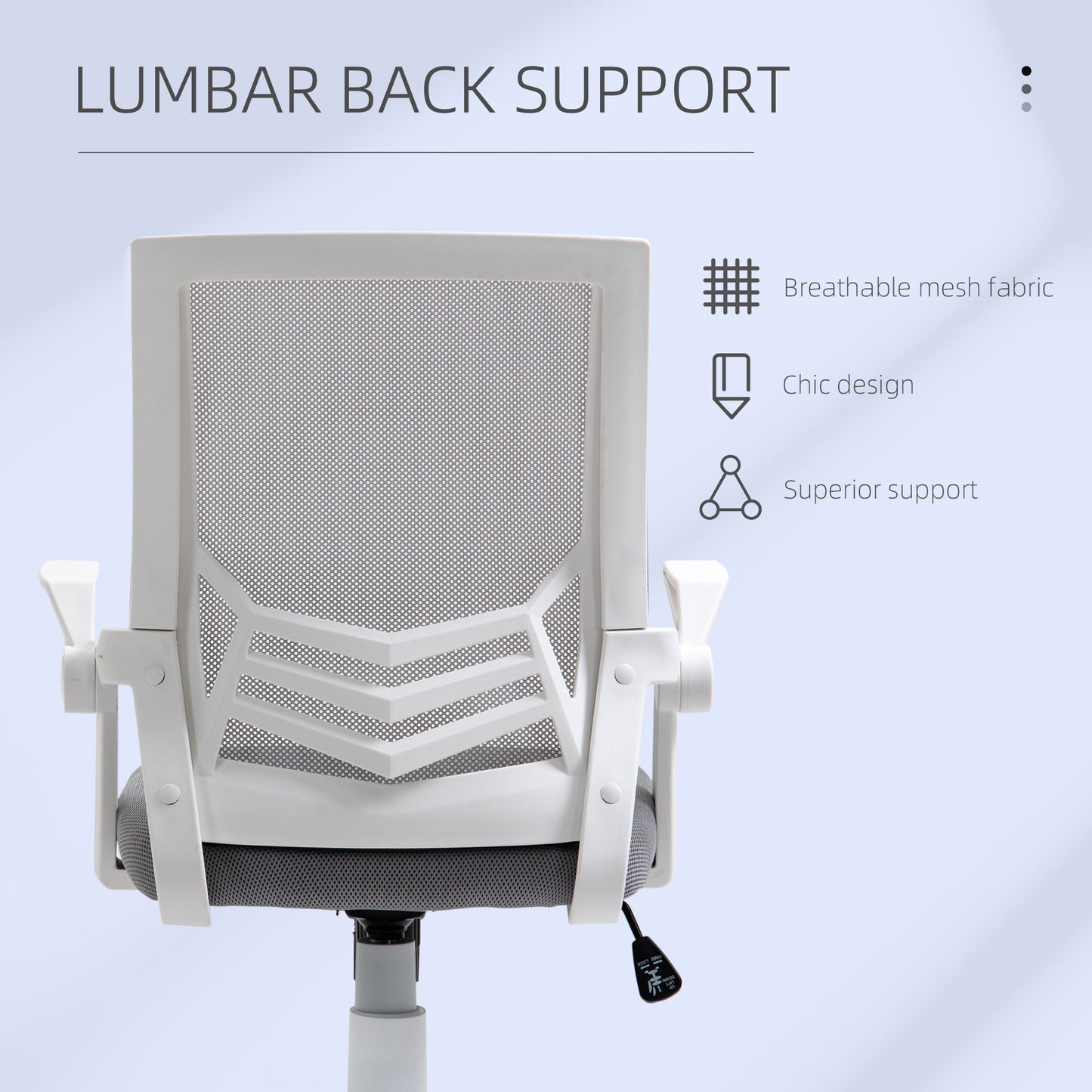 Mesh Swivel Office Chair Task Computer Chair w/ Lumbar Support, Grey Vinsetto