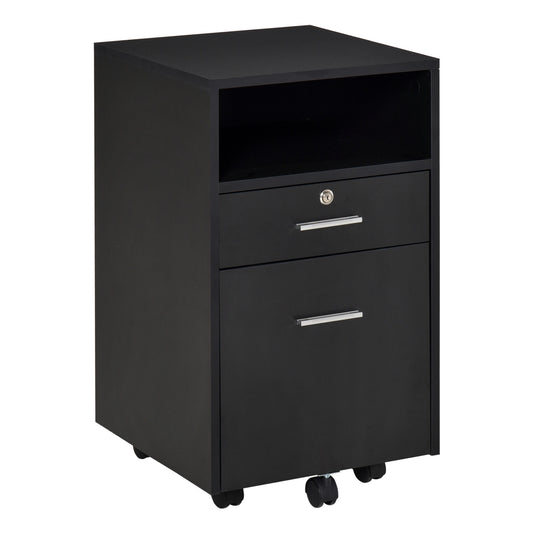 Mobile File Cabinet Lockable Documents Storage w/ 5 Wheels Black Vinsetto