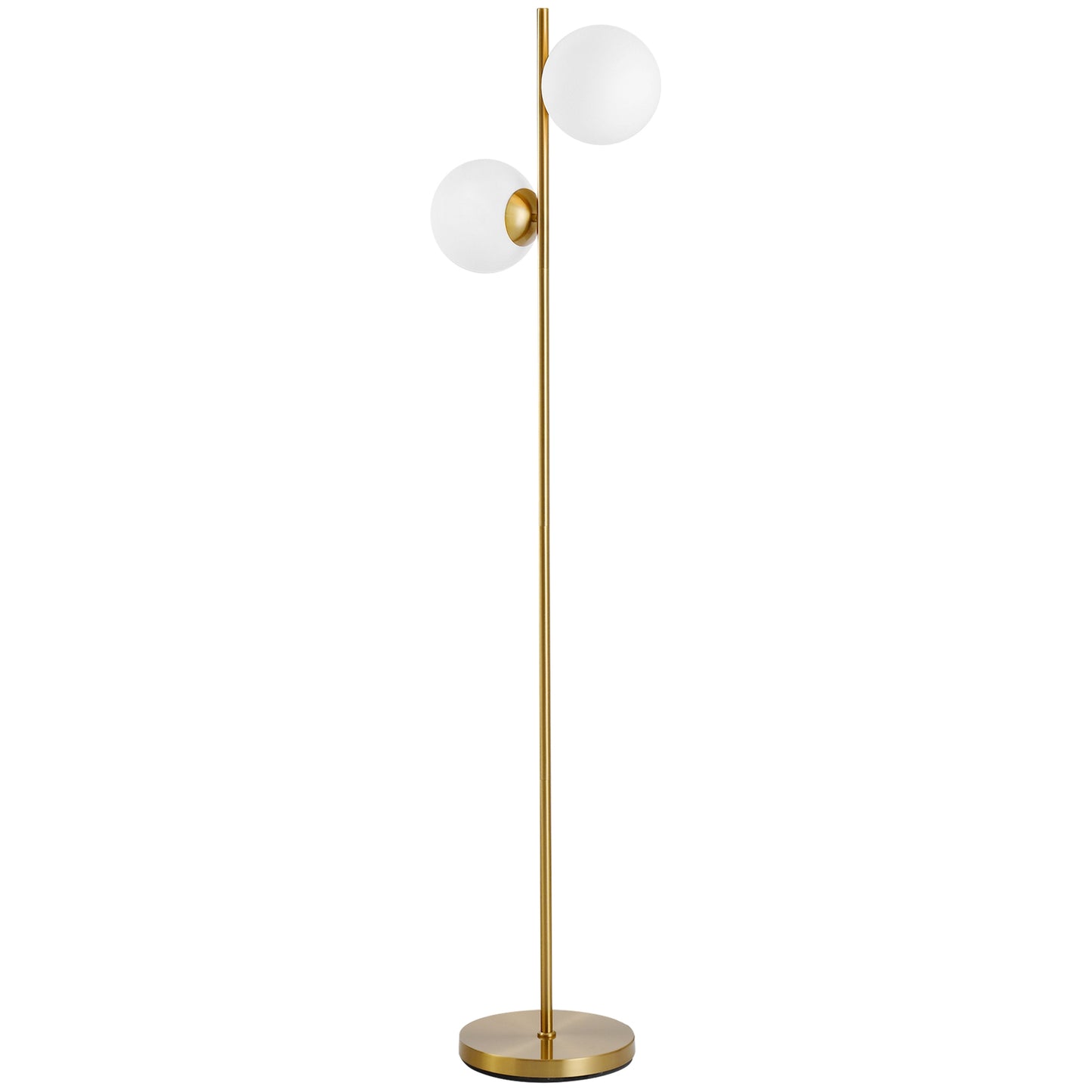 2 Glass Shade Floor Lamp Metal Pole Modern Decorative Floor Switch Gold HOMCOM