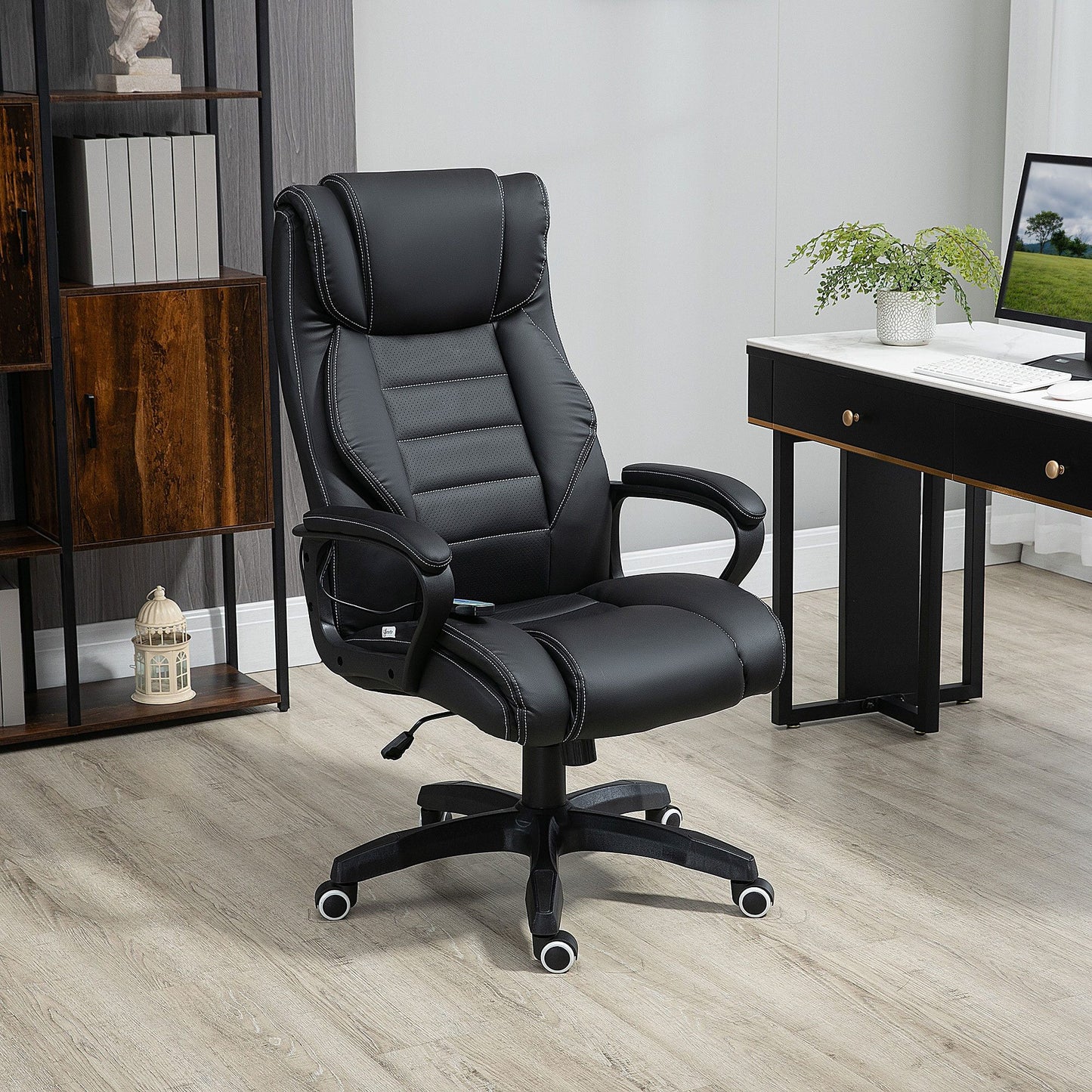 High Back 6 Points Vibration Massage Executive Office Chair, Black Vinsetto