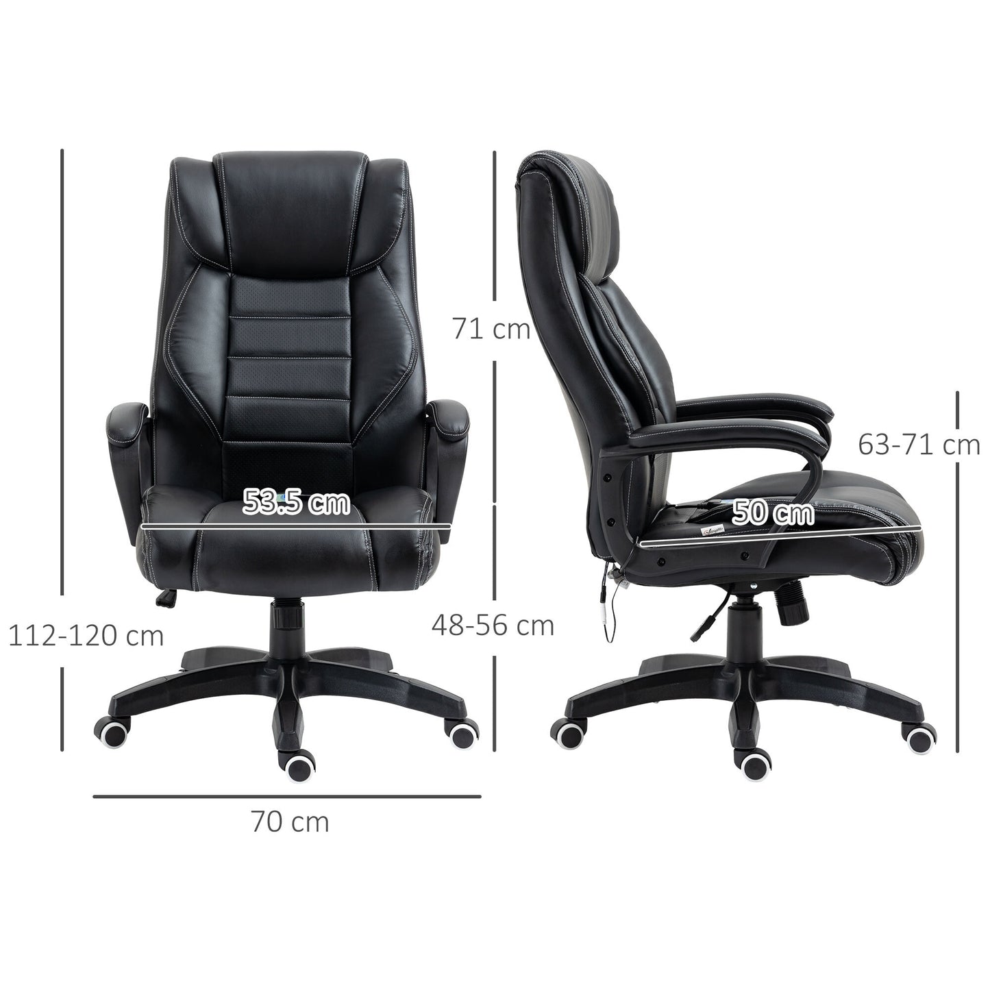 High Back 6 Points Vibration Massage Executive Office Chair, Black Vinsetto