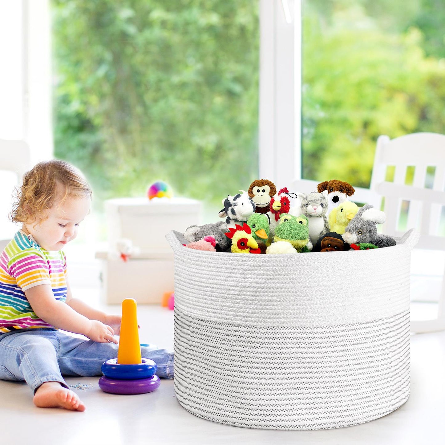 Vinsani laundry basket white & l grey 1010285