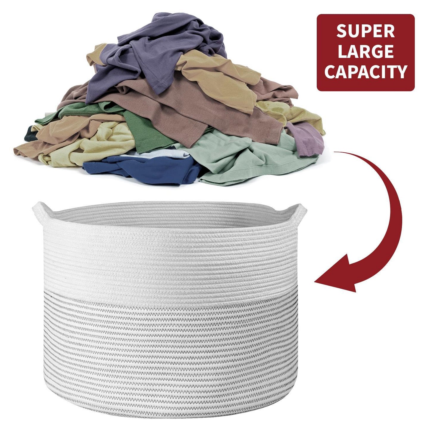 Vinsani laundry basket white & l grey 1010285