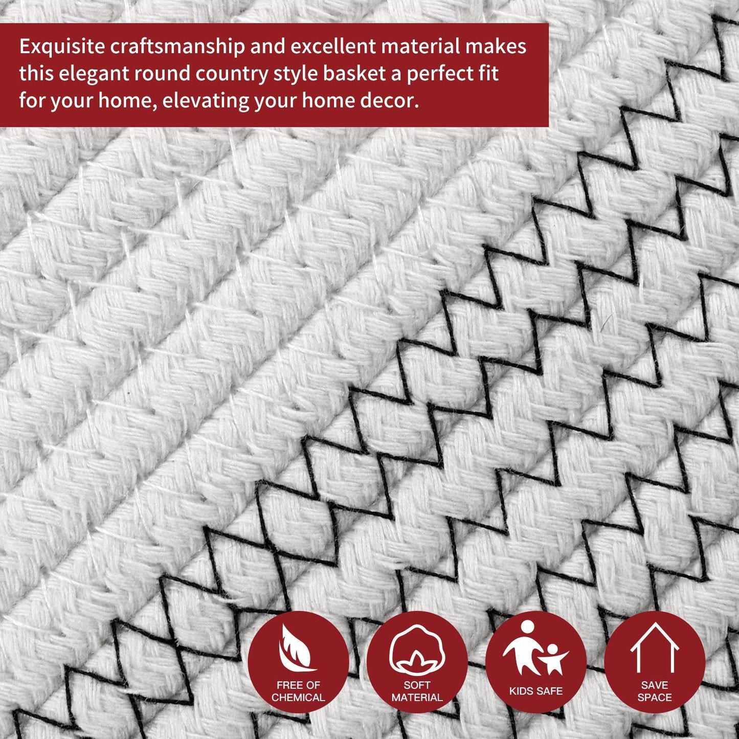 Vinsani laundry basket white & l grey 1010285