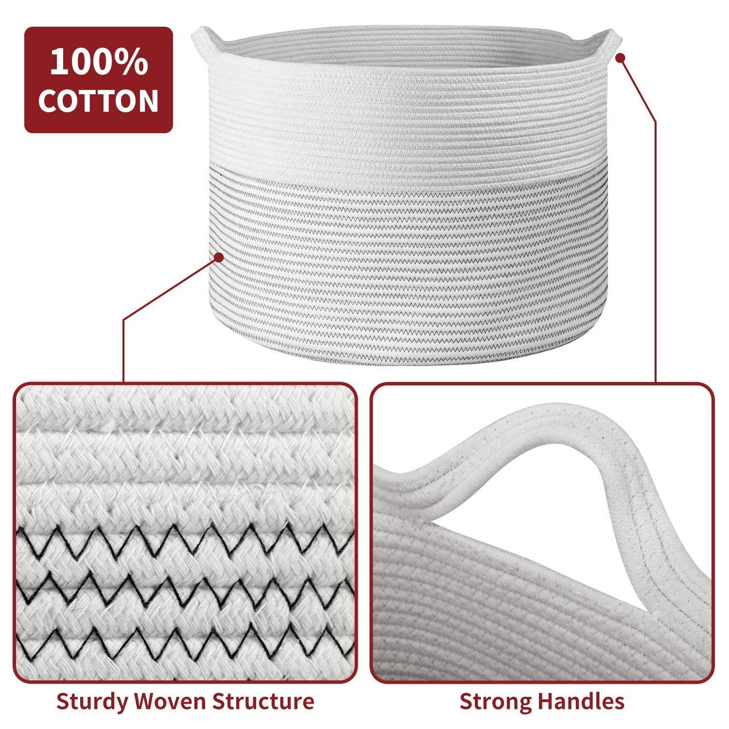 Vinsani laundry basket white & l grey 1010285