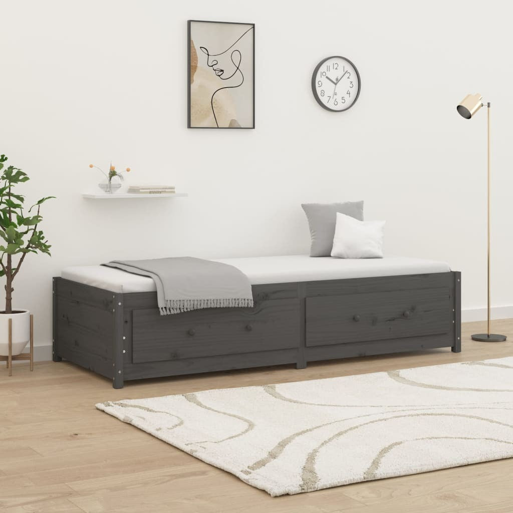 Day Bed Grey 90x200 cm Solid Wood Pine