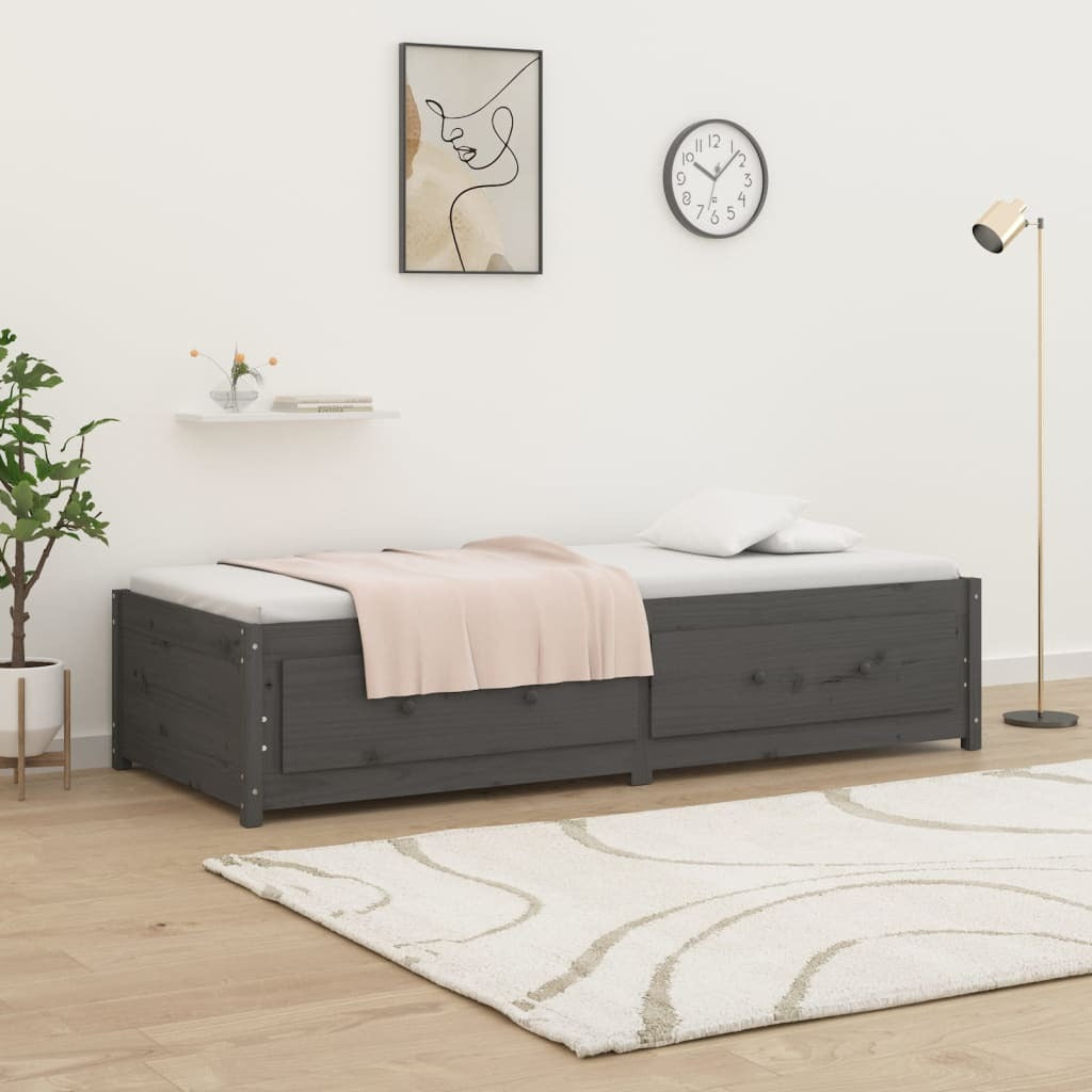 Day Bed Grey 90x200 cm Solid Wood Pine