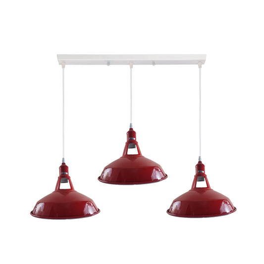 Industrial Vintage Loft Kitchen Bar 3 Lights Ceiling Barn-slotted Metal E27 White, Red without bulb