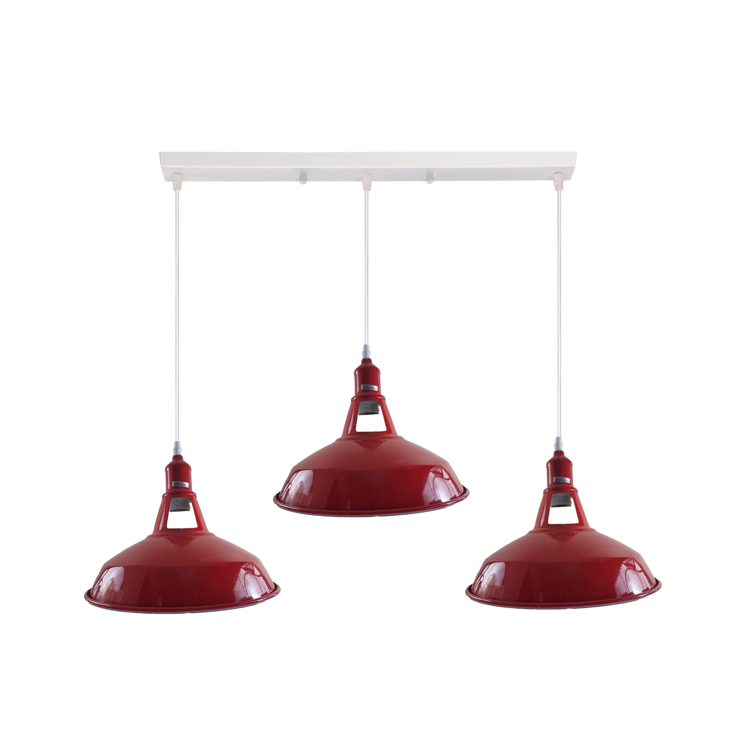 Industrial Vintage Loft Kitchen Bar 3 Lights Ceiling Barn-slotted Metal E27 White, Red without bulb