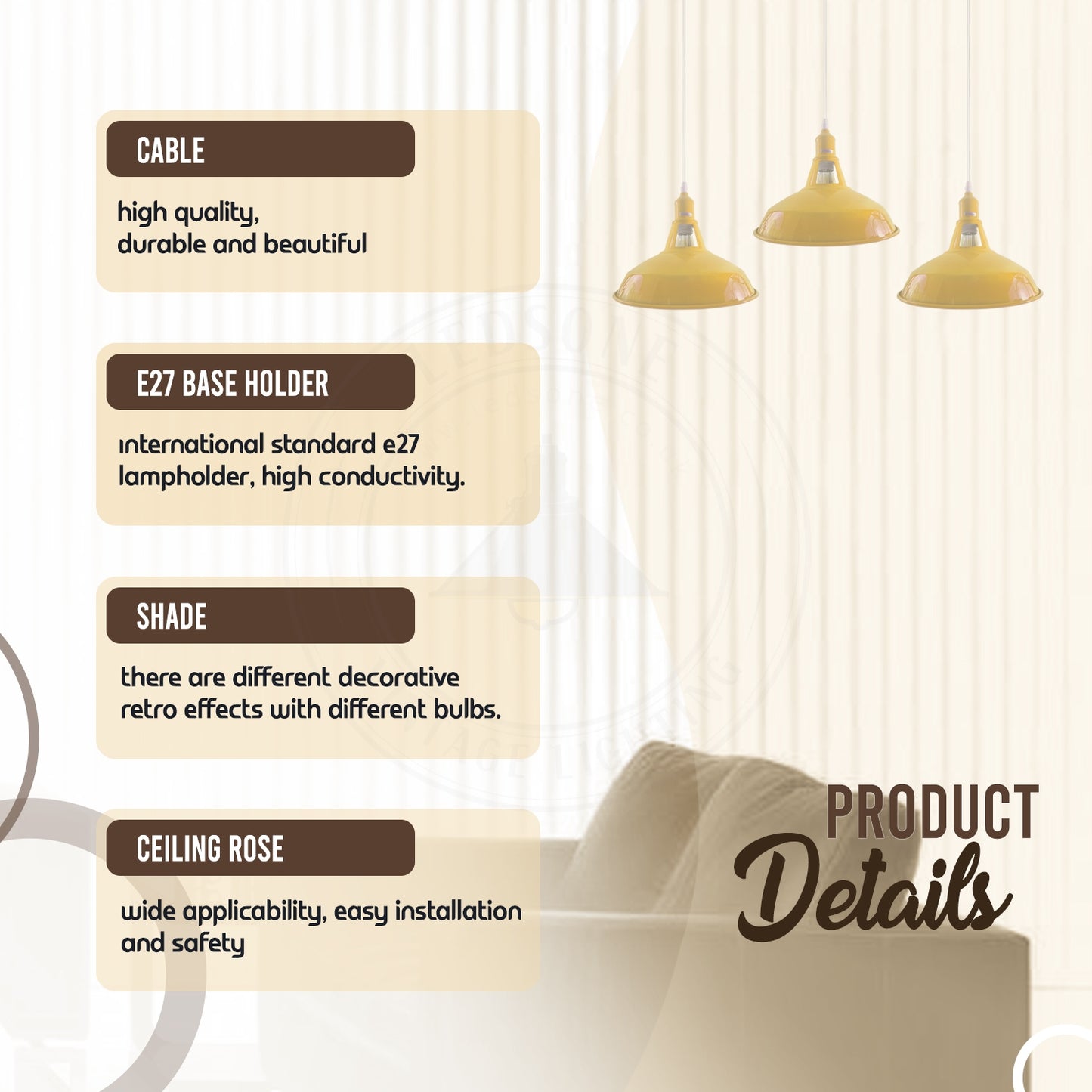 Industrial Vintage Loft Kitchen Bar 3 Lights Ceiling Barn-slotted Metal E27 White, Red without bulb