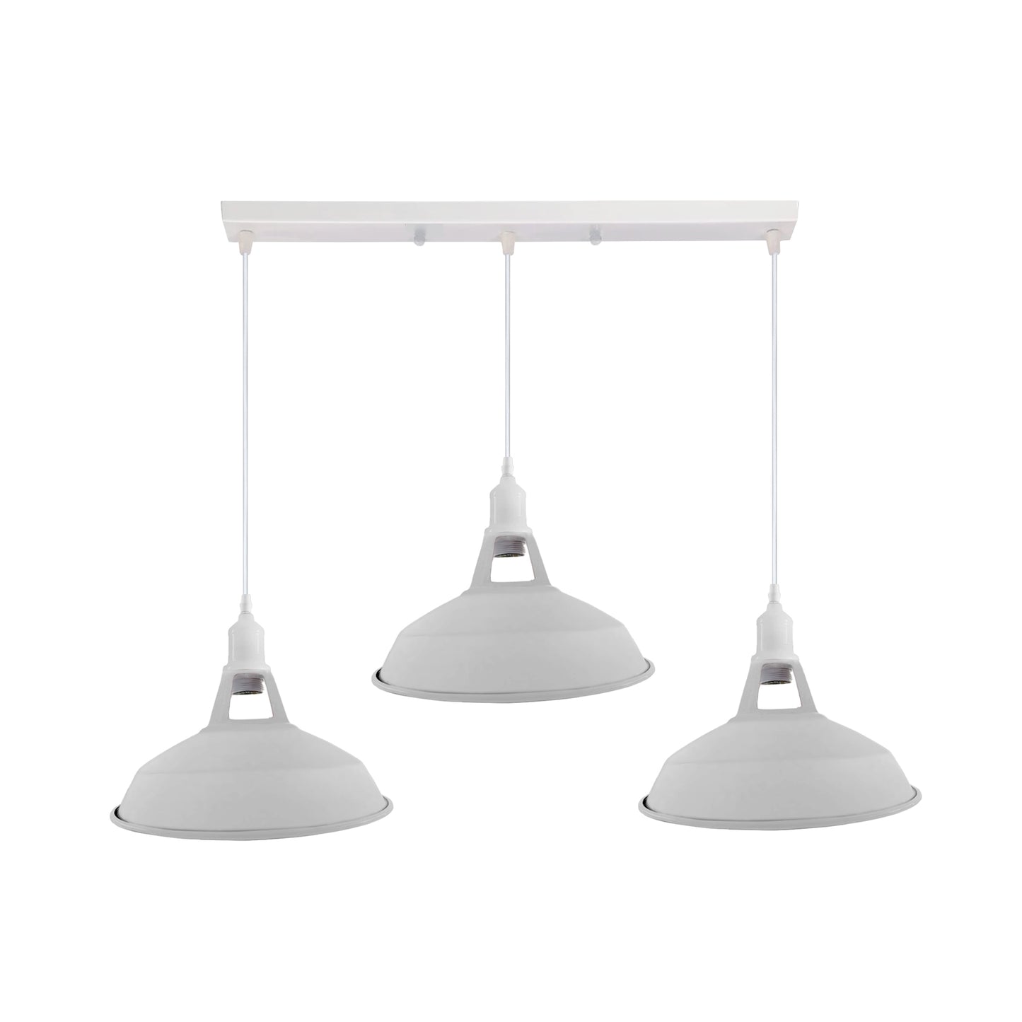 Industrial Vintage Loft Kitchen Bar 3 Lights Ceiling Barn-slotted Metal E27 White without bulb
