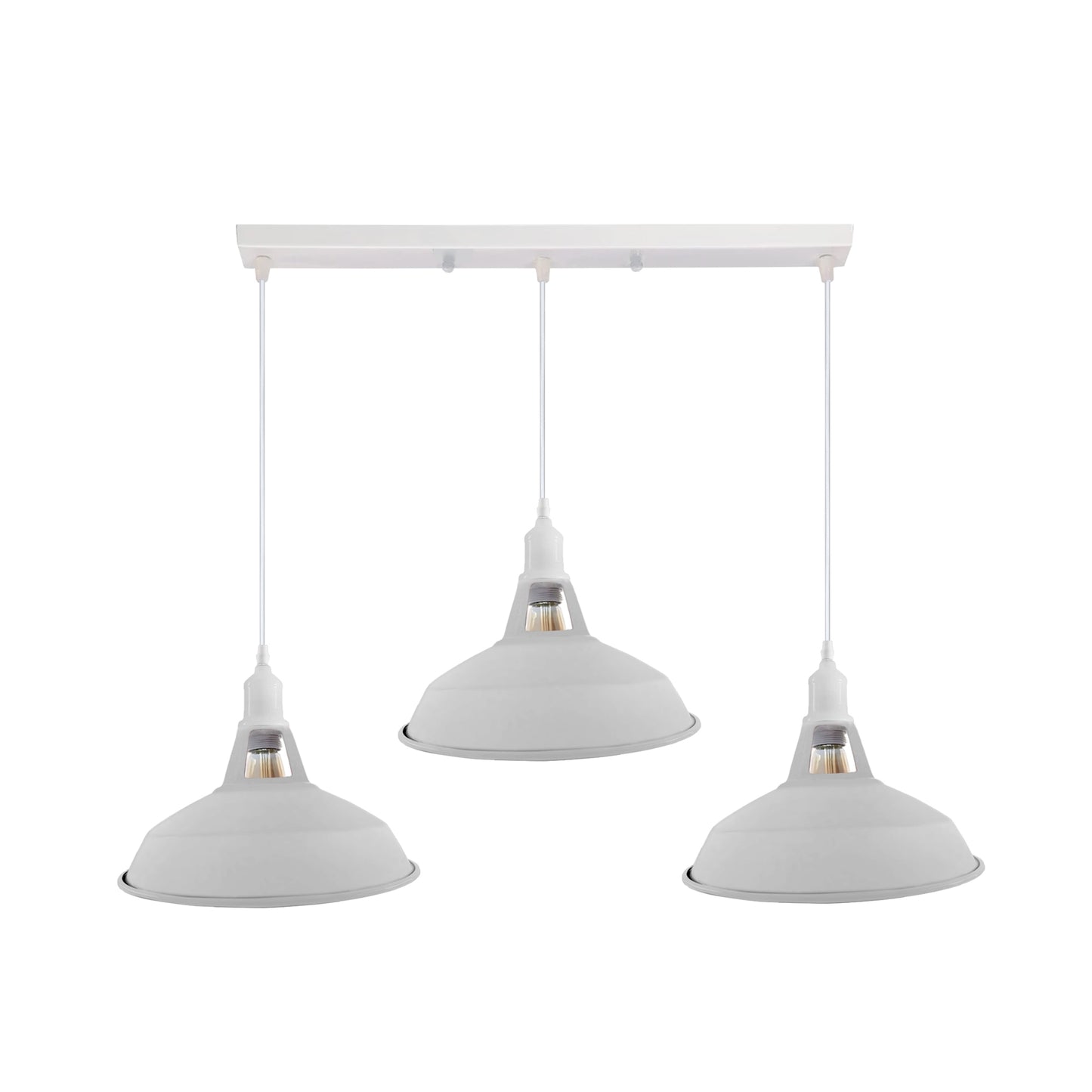 Industrial Vintage Loft Kitchen Bar 3 Lights Ceiling Barn-slotted Metal E27 White without bulb