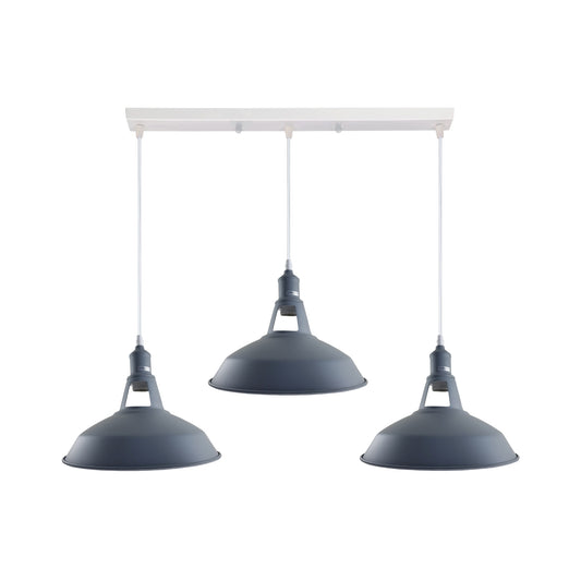 Industrial Vintage Loft Kitchen Bar 3 Lights Ceiling Barn-slotted Metal E27 White, Grey without bulb