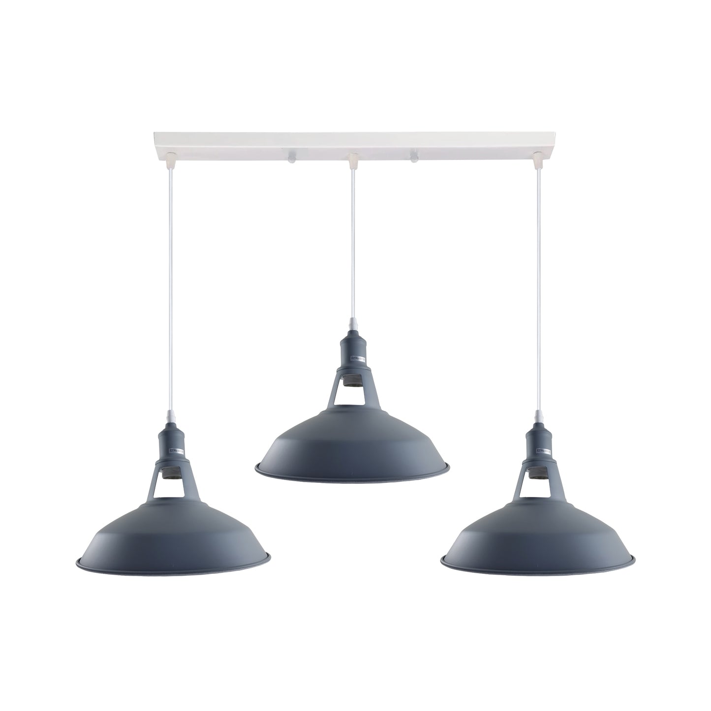 Industrial Vintage Loft Kitchen Bar 3 Lights Ceiling Barn-slotted Metal E27 White, Grey without bulb