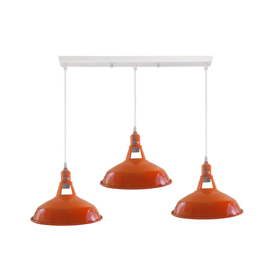 Industrial Vintage Loft Kitchen Bar 3 Lights Ceiling Barn-slotted Metal E27 White, Orange without bulb