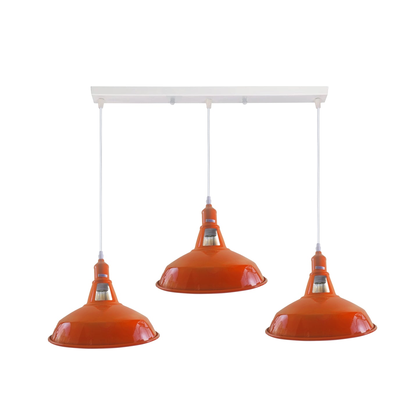 Industrial Vintage Loft Kitchen Bar 3 Lights Ceiling Barn-slotted Metal E27 White, Orange without bulb