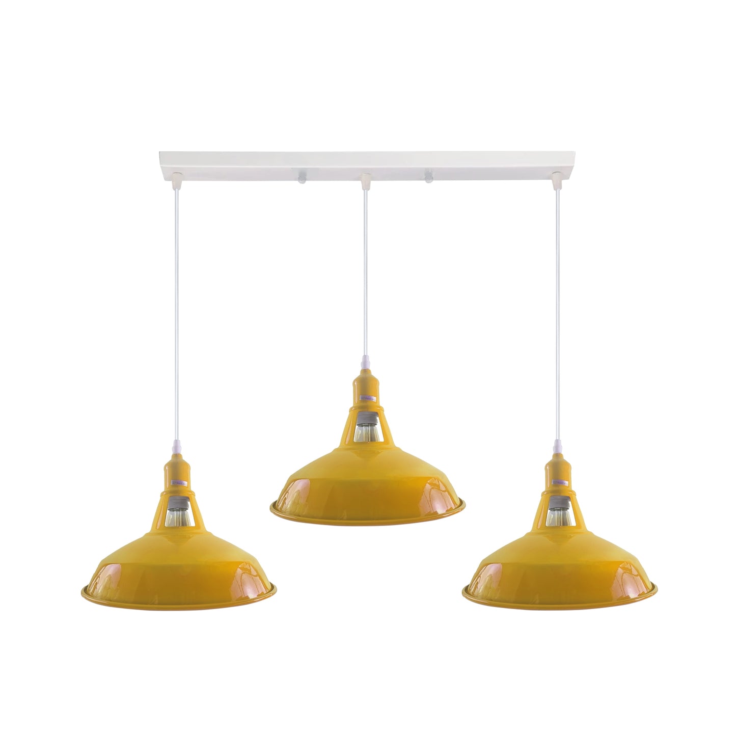 Industrial Vintage Loft Kitchen Bar 3 Lights Ceiling Barn-slotted Metal E27 White, Yellow without bulb