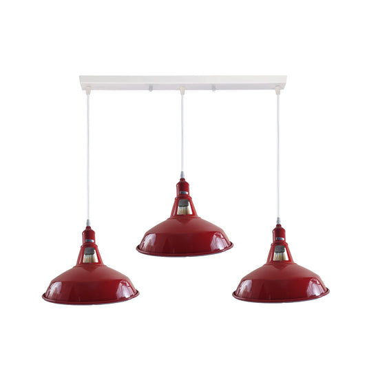 Industrial Vintage Loft Kitchen Bar 3 Lights Ceiling Barn-slotted Metal E27 White, Red with bulb