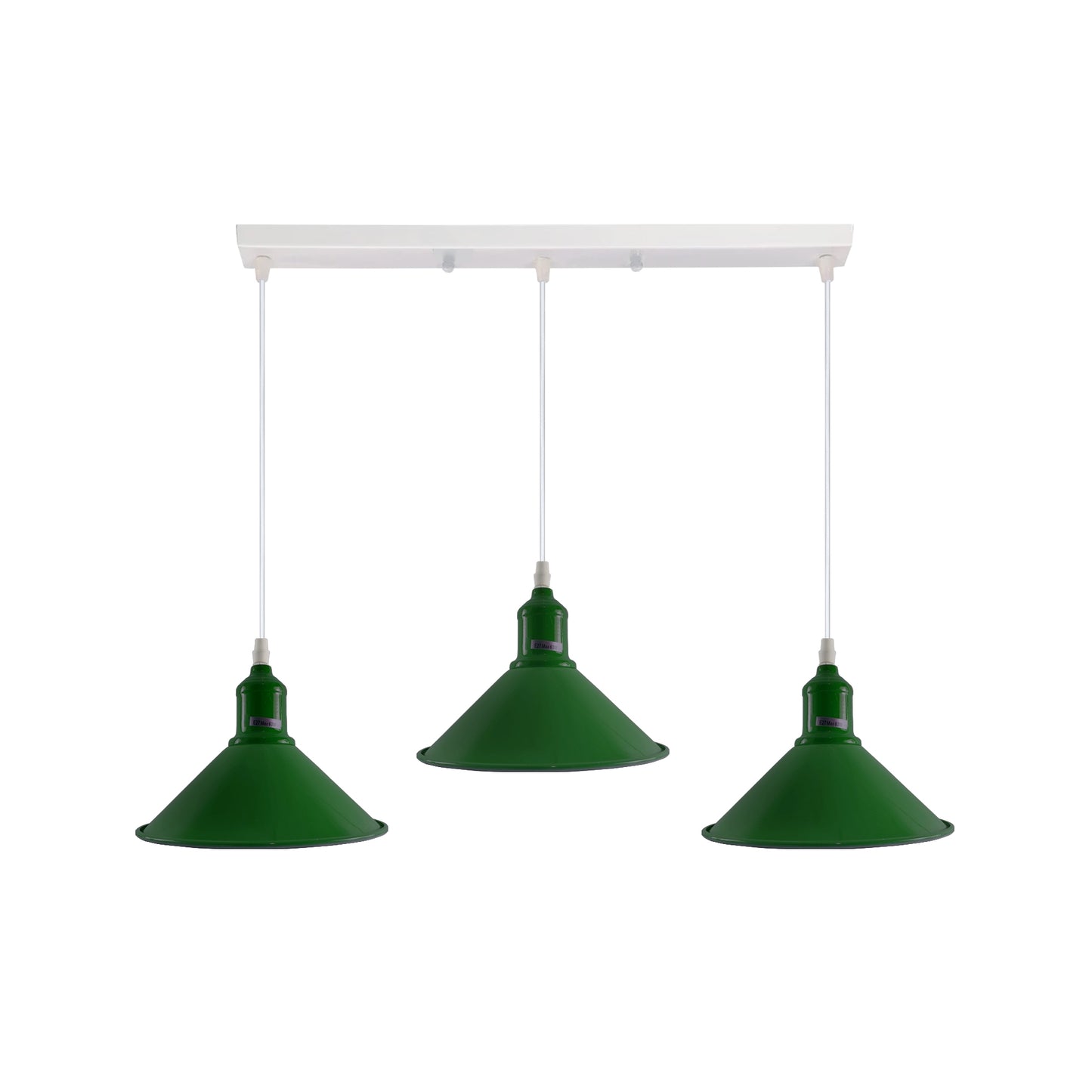 Industrial Vintage Loft Kitchen Bar 3 Lights Fittings Ceiling Cone Metal  E27 Green without bulb
