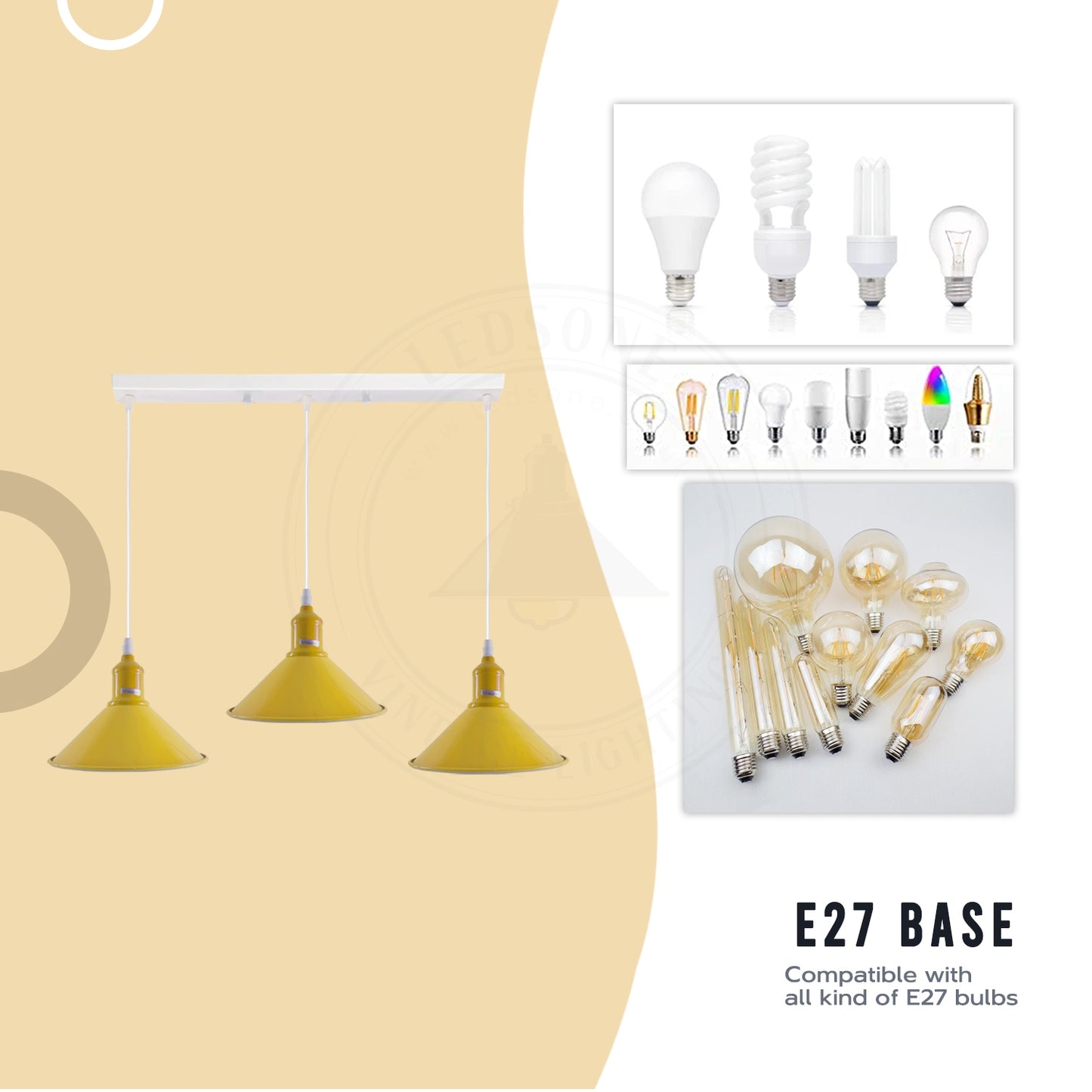 Industrial Vintage Loft Kitchen Bar 3 Lights Fittings Ceiling Cone Metal  E27 Green without bulb