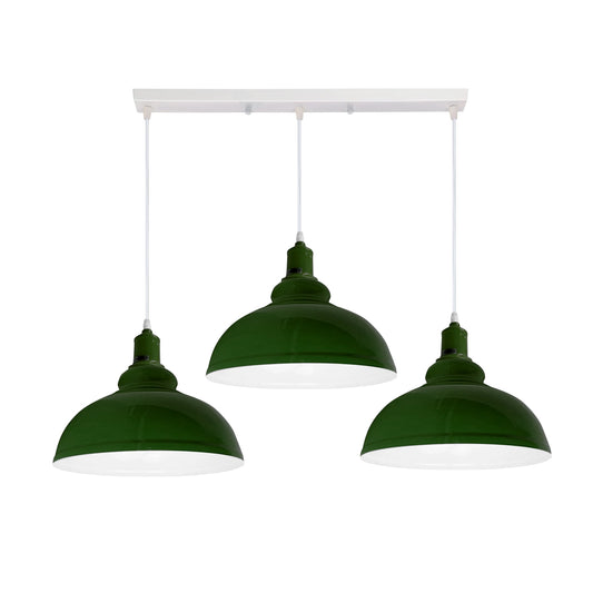 Industrial Vintage Loft Kitchen Bar 3 Lights Fittings Ceiling Curvy Metal E27 Green, White without bulb
