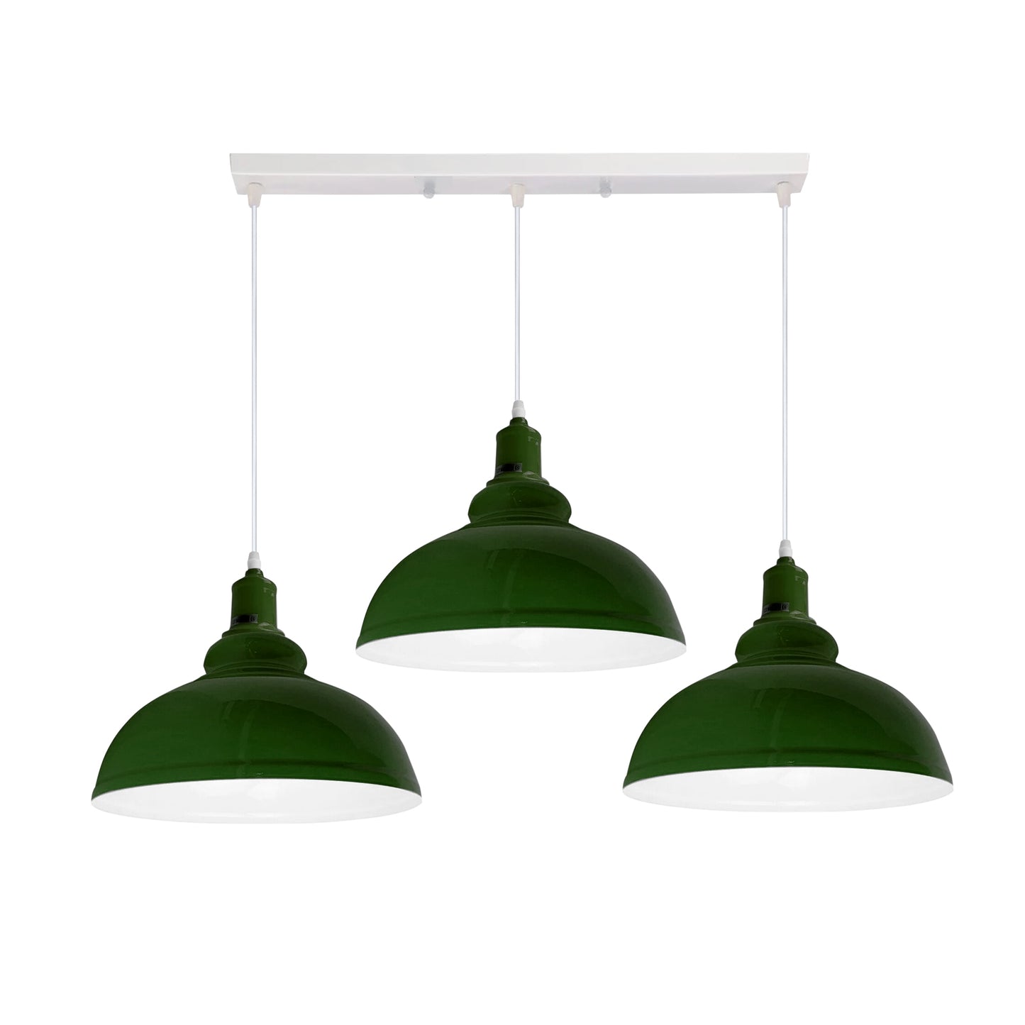 Industrial Vintage Loft Kitchen Bar 3 Lights Fittings Ceiling Curvy Metal E27 Green, White without bulb