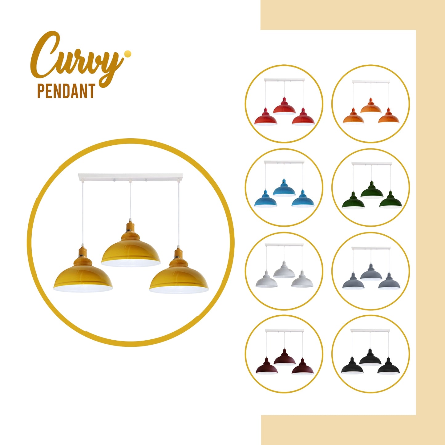 Industrial Vintage Loft Kitchen Bar 3 Lights Fittings Ceiling Curvy Metal E27 Green, White without bulb