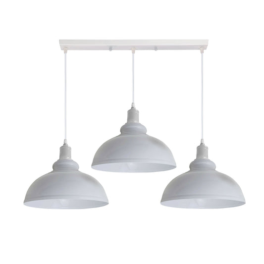 Industrial Vintage Loft Kitchen Bar 3 Lights Fittings Ceiling Curvy Metal E27 White without bulb