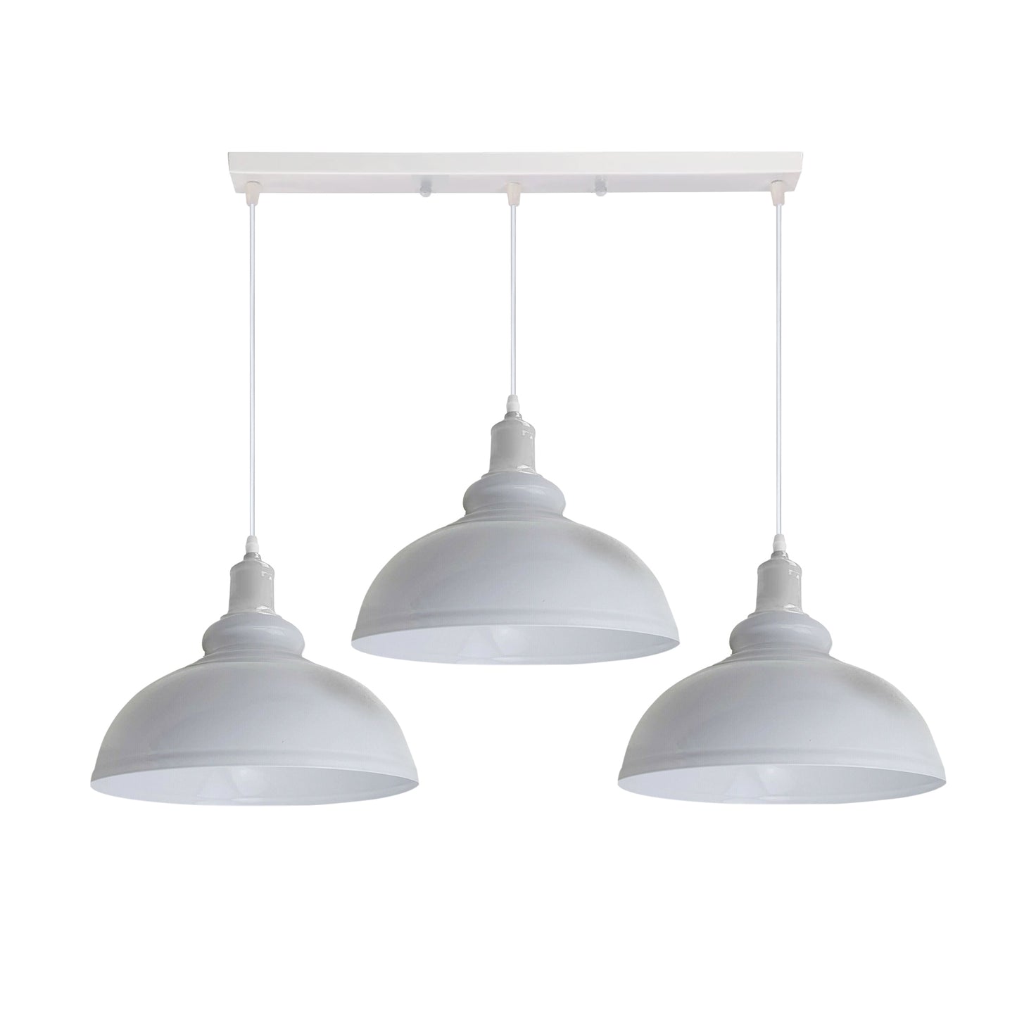 Industrial Vintage Loft Kitchen Bar 3 Lights Fittings Ceiling Curvy Metal E27 White without bulb