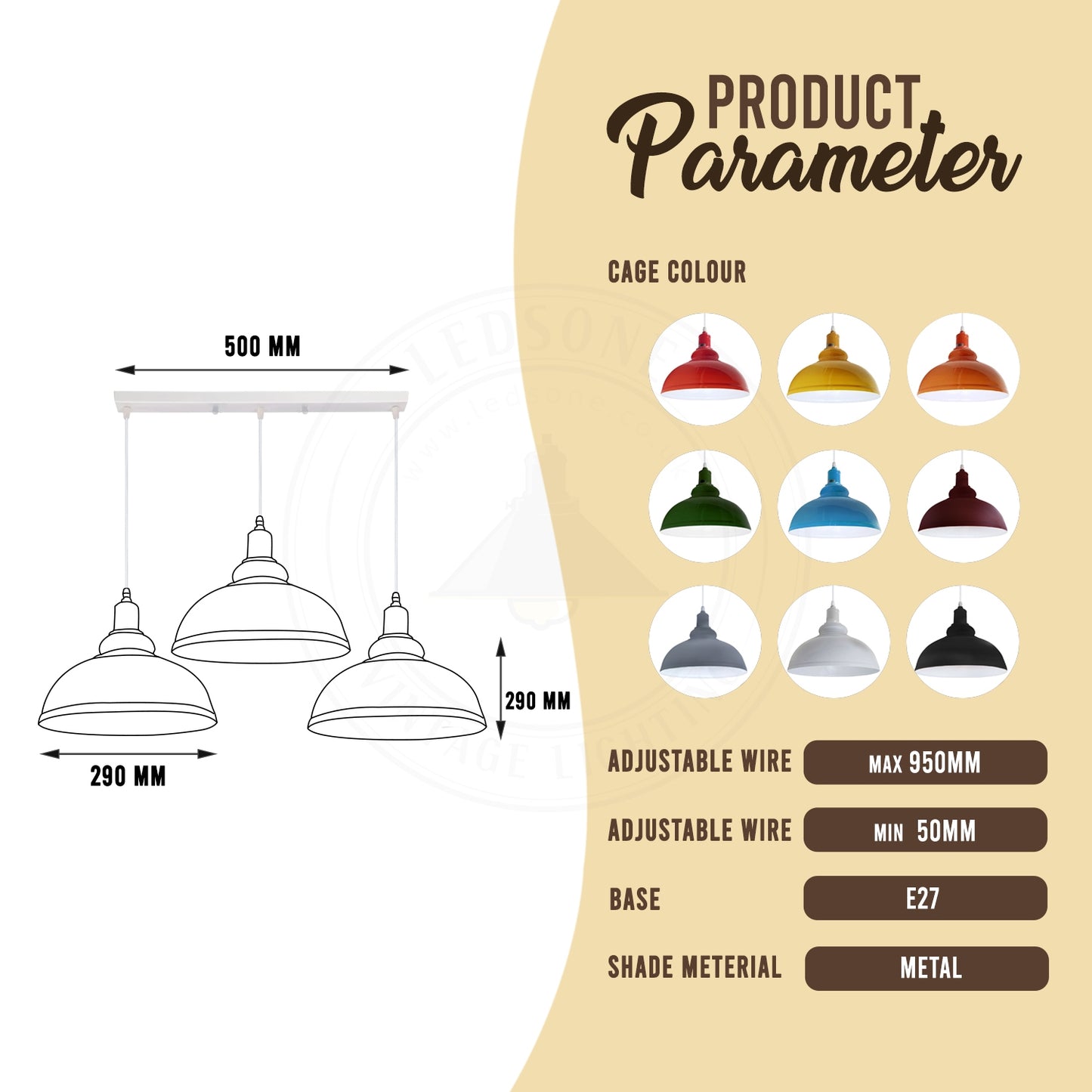 Industrial Vintage Loft Kitchen Bar 3 Lights Fittings Ceiling Curvy Metal E27 Yellow, White without bulb