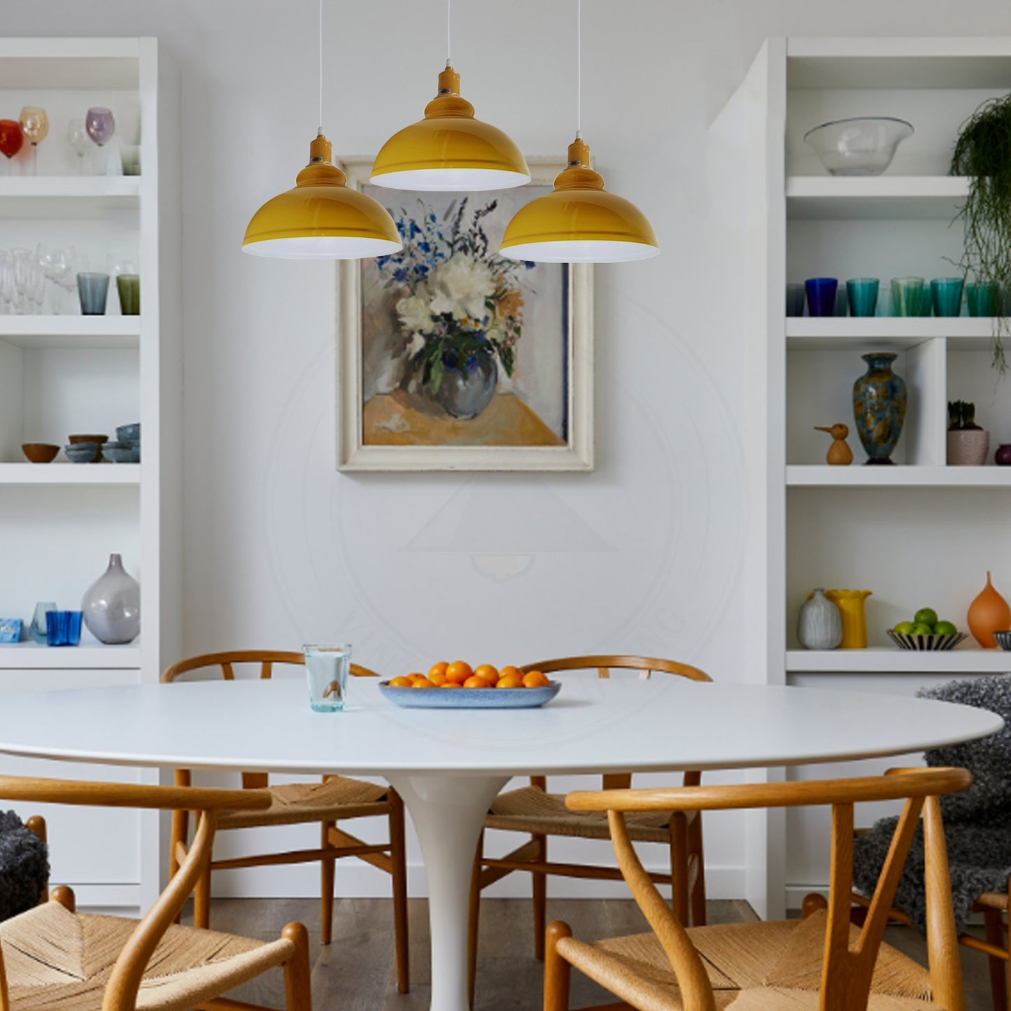 Industrial Vintage Loft Kitchen Bar 3 Lights Fittings Ceiling Curvy Metal E27 Yellow, White without bulb