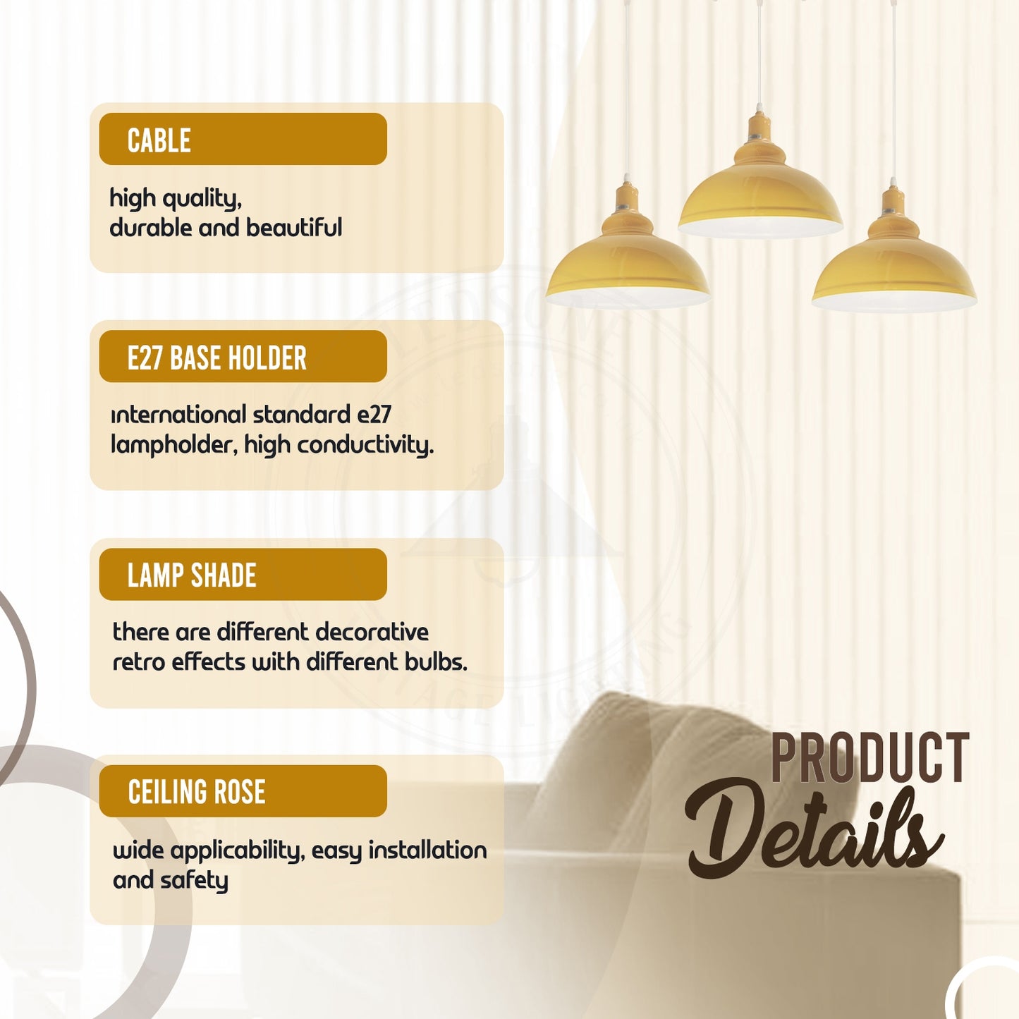 Industrial Vintage Loft Kitchen Bar 3 Lights Fittings Ceiling Curvy Metal E27 Red, White with bulb