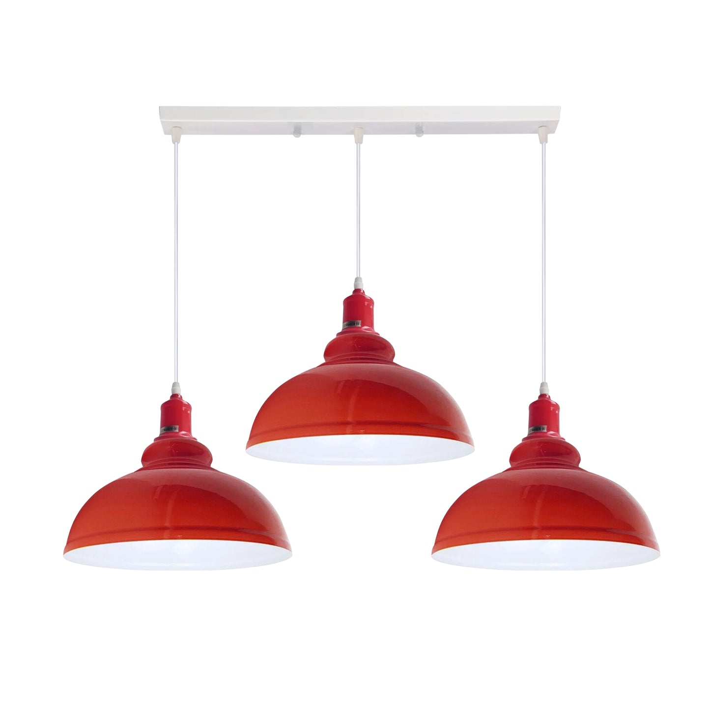 Industrial Vintage Loft Kitchen Bar 3 Lights Fittings Ceiling Curvy Metal E27 Red, White without bulb