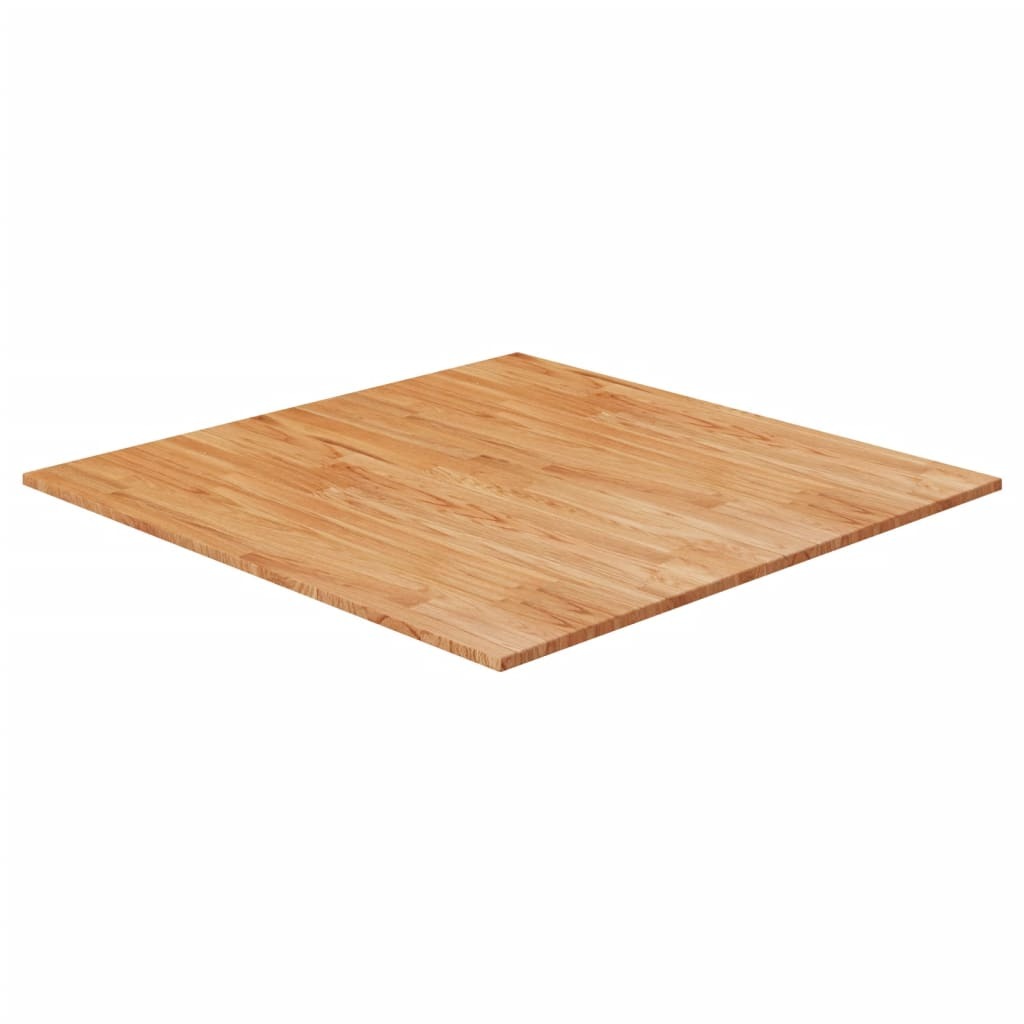 Square Table Top Light Brown 90x90x2.5cm Treated Solid Wood Oak