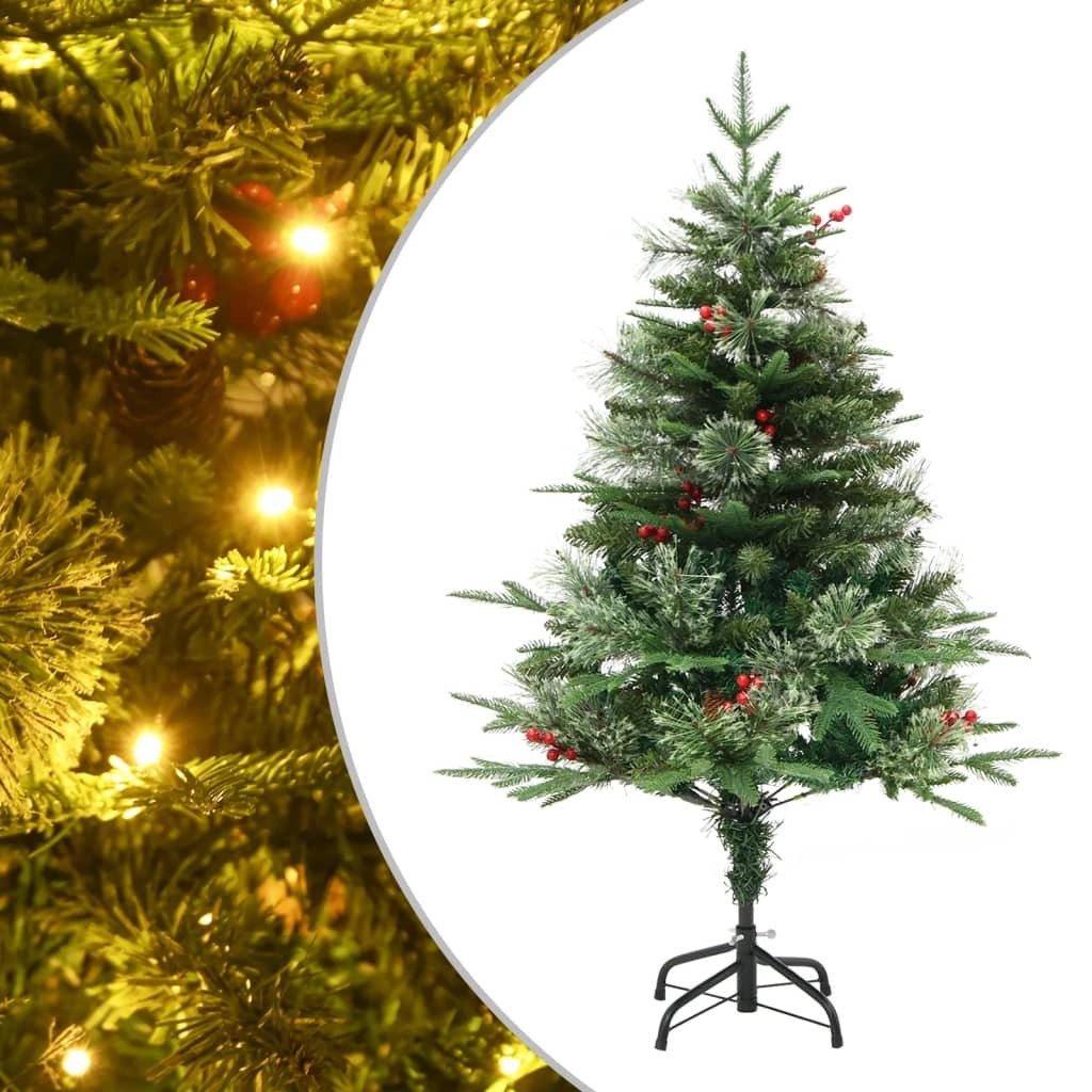 Pre-lit Christmas Tree with Pine Cones Green 120 cm PVC&PE