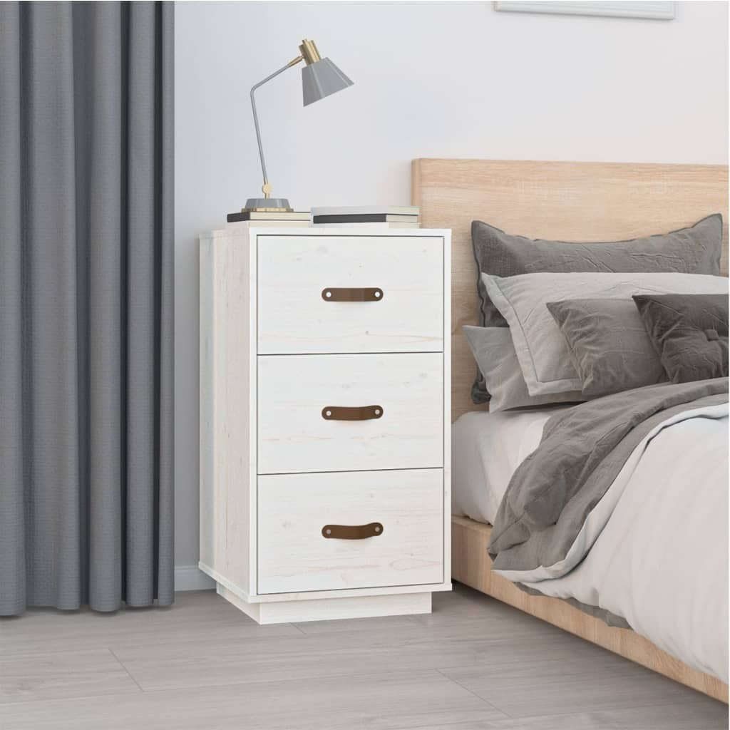 Bedside Cabinet White 40x40x75 cm Solid Wood Pine