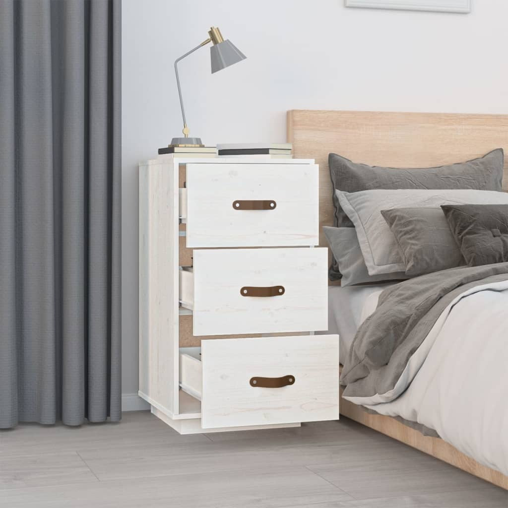 Bedside Cabinet White 40x40x75 cm Solid Wood Pine