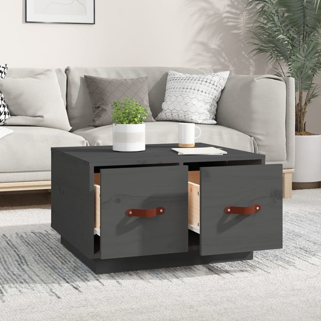 Coffee Table Grey 60x53x35 cm Solid Wood Pine