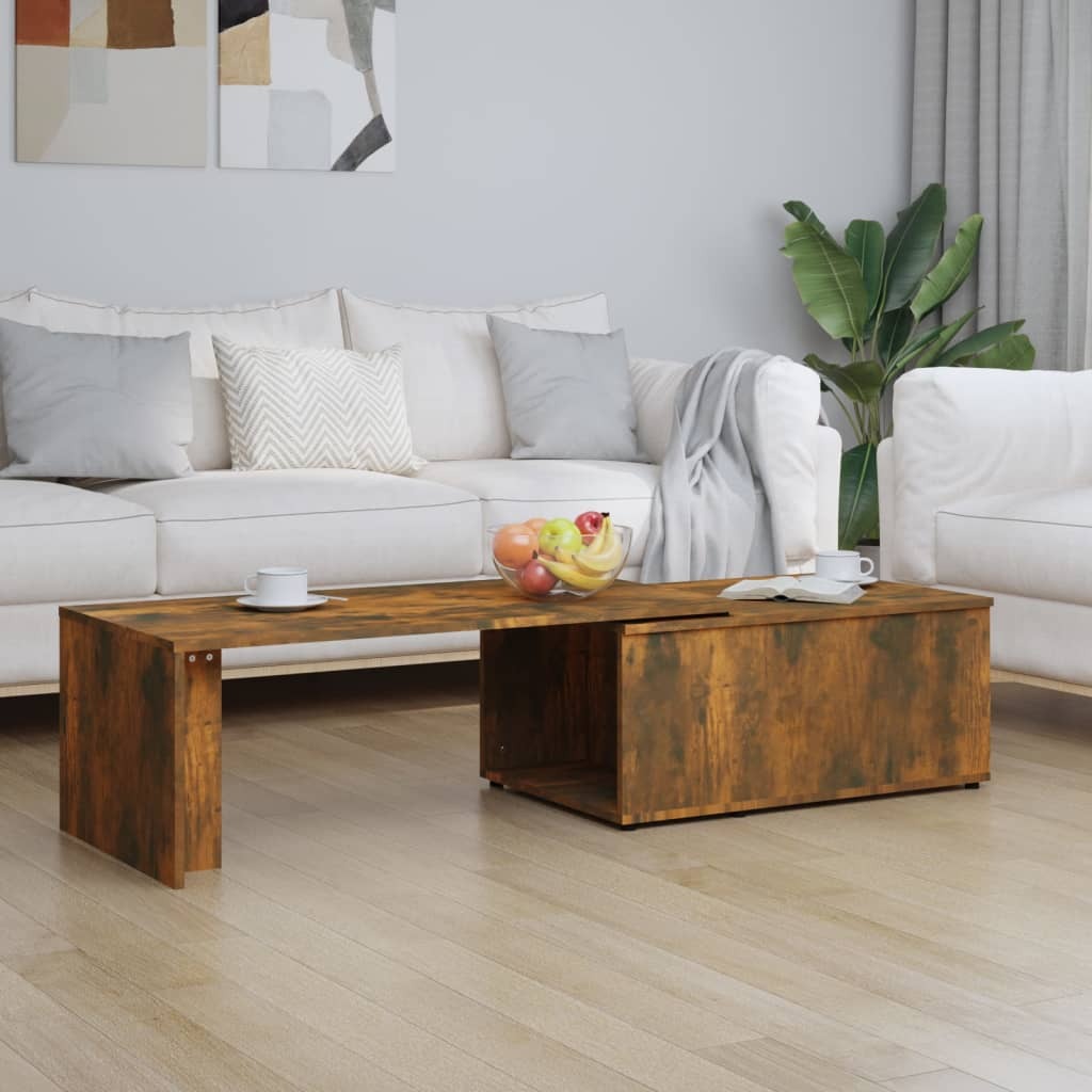 Coffee Table Smoked Oak 150x50x35 cm Engineered Wood