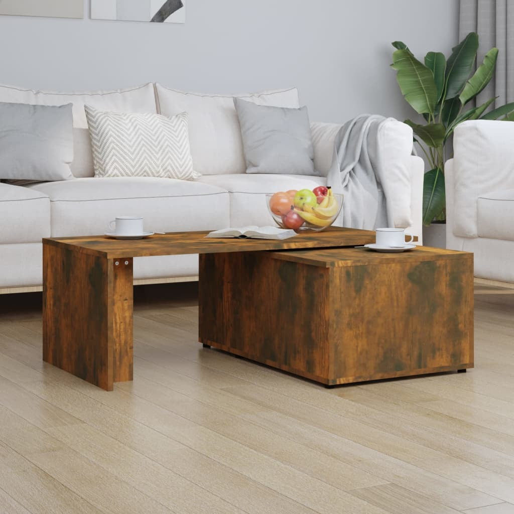 Coffee Table Smoked Oak 150x50x35 cm Engineered Wood