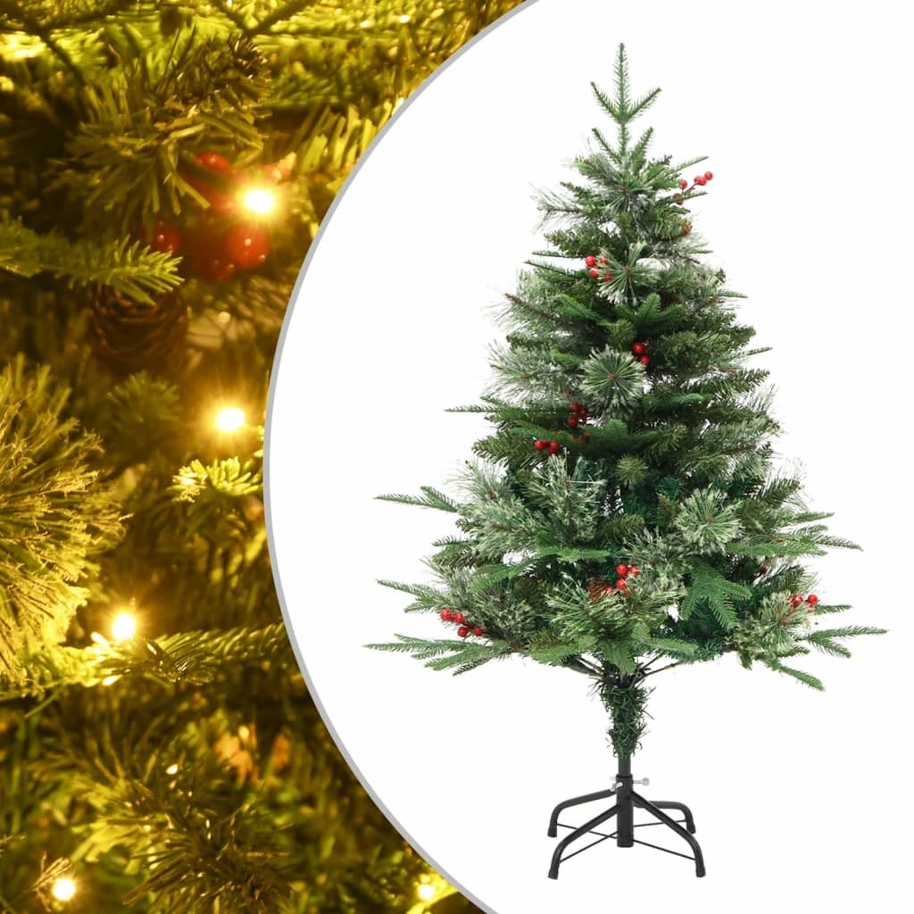 Pre-lit Christmas Tree with Pine Cones Green 150 cm PVC&PE