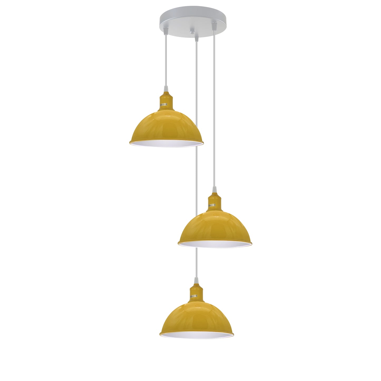 Vintage Industrial Round Three Outlet 21cm Pendant Light Yellow without bulb