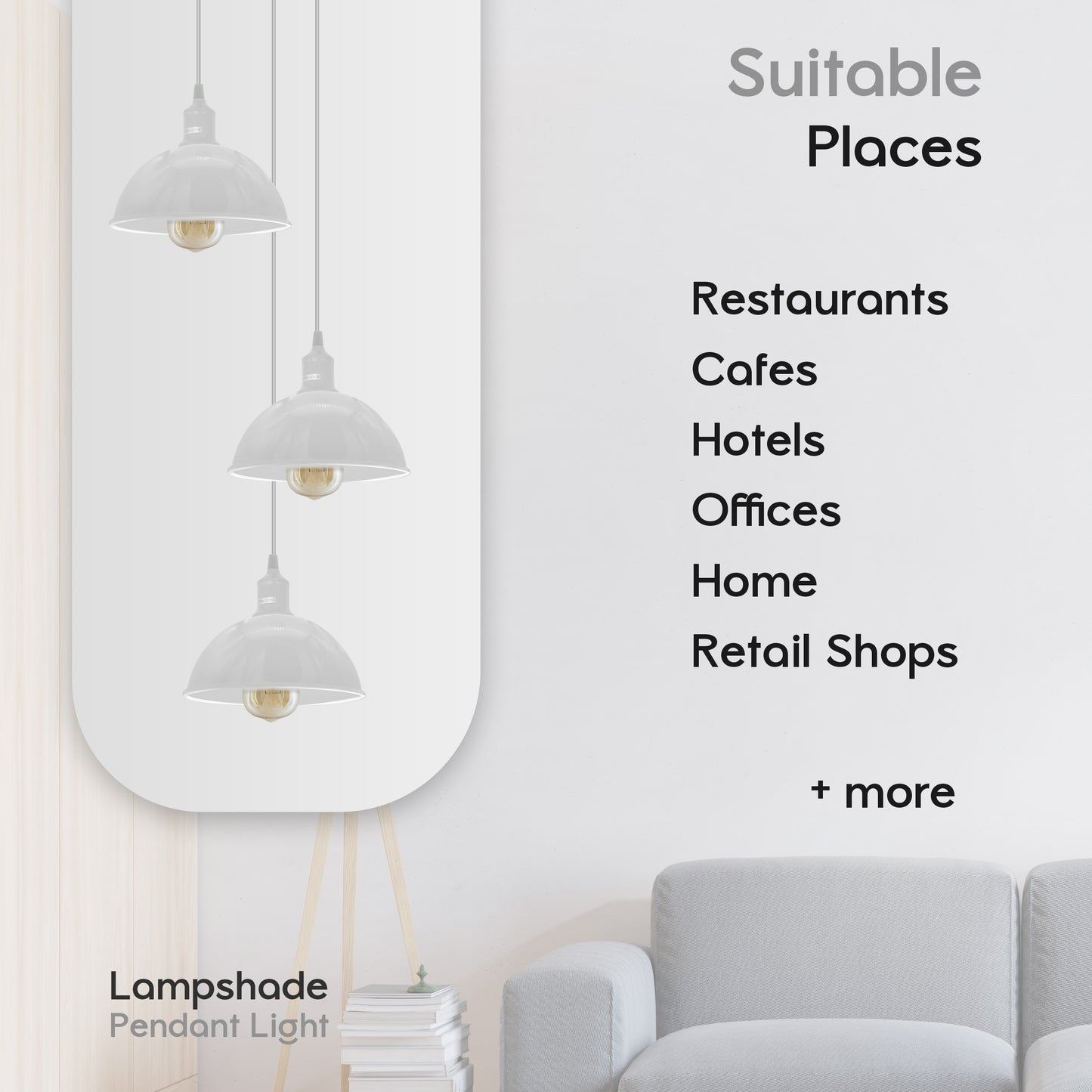 Vintage Industrial Round Three Outlet 21cm Pendant Light White without bulb