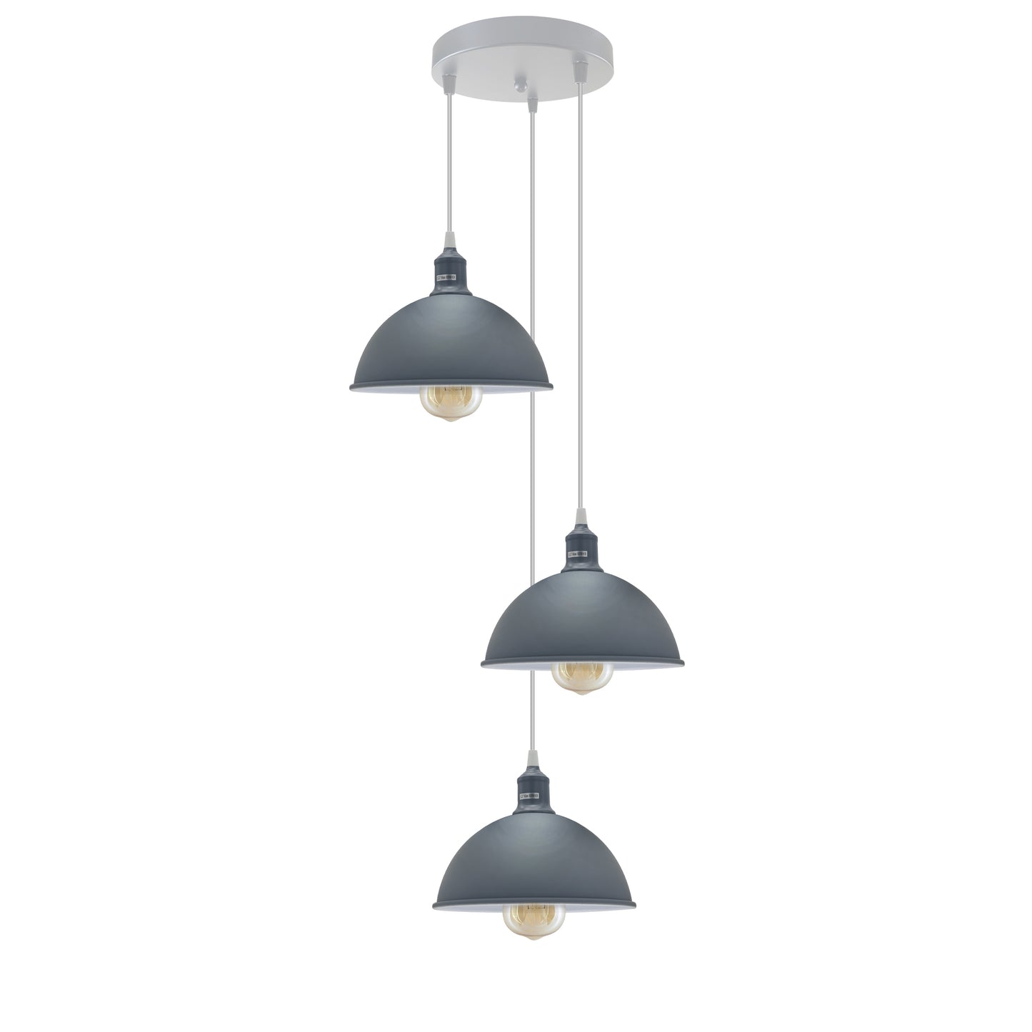 Vintage Industrial Round Three Outlet 21cm Pendant Light Grey without bulb