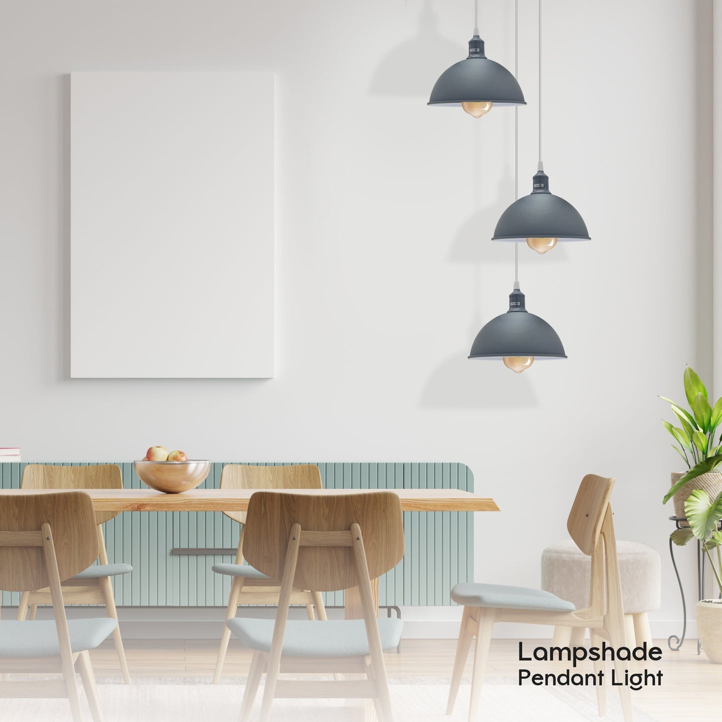 Vintage Industrial Round Three Outlet 21cm Pendant Light Grey with bulb