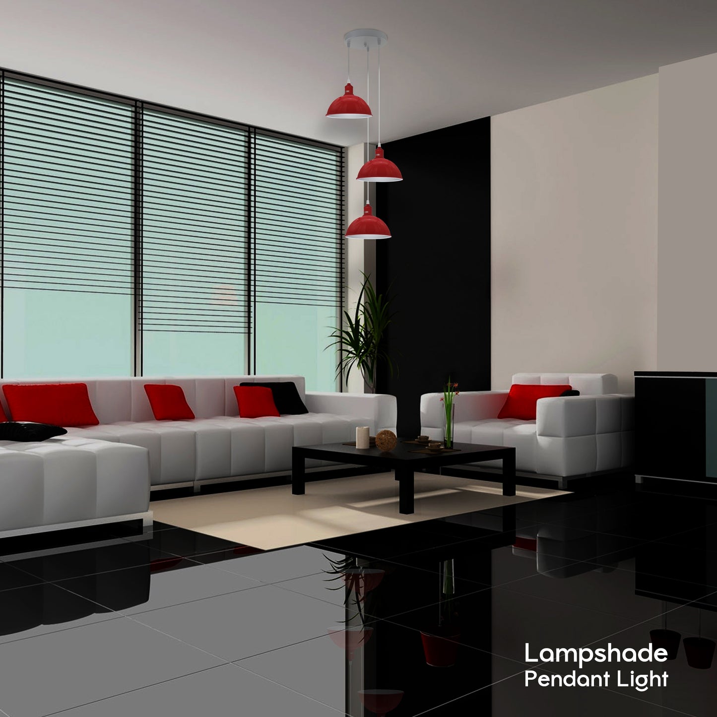 Vintage Industrial Round Three Outlet 21cm Pendant Light Red without bulb