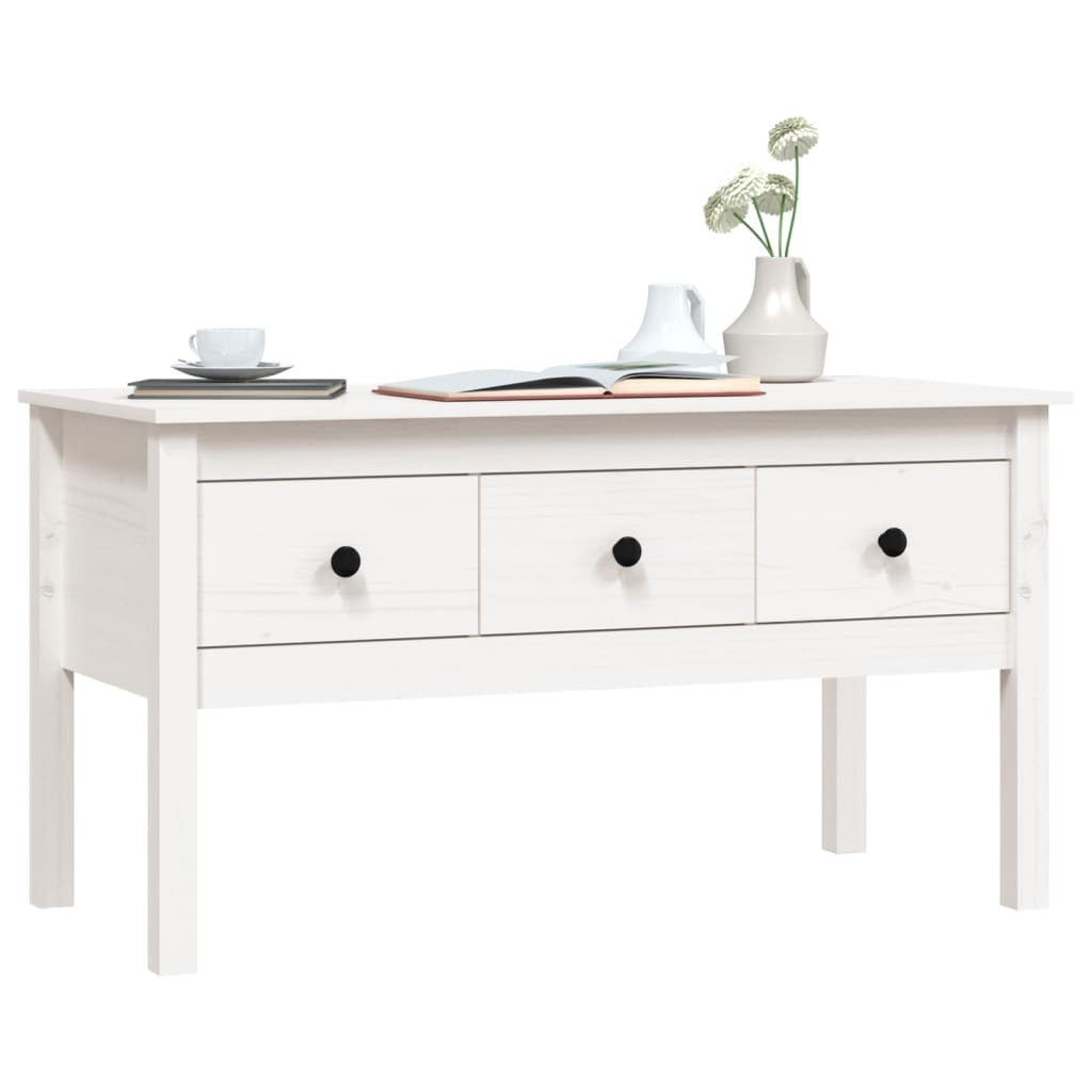 Coffee Table White 102x49x55 cm Solid Wood Pine