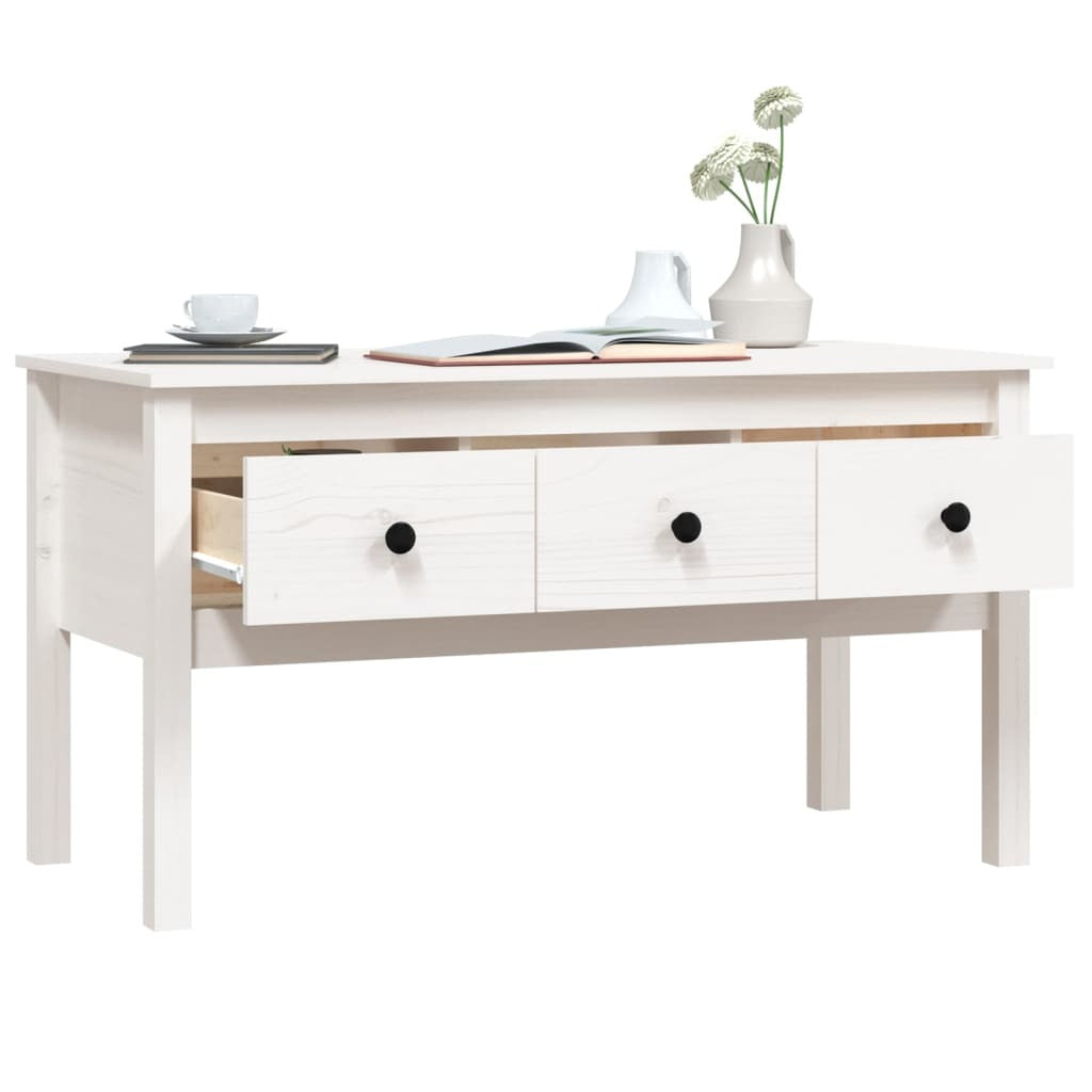 Coffee Table White 102x49x55 cm Solid Wood Pine