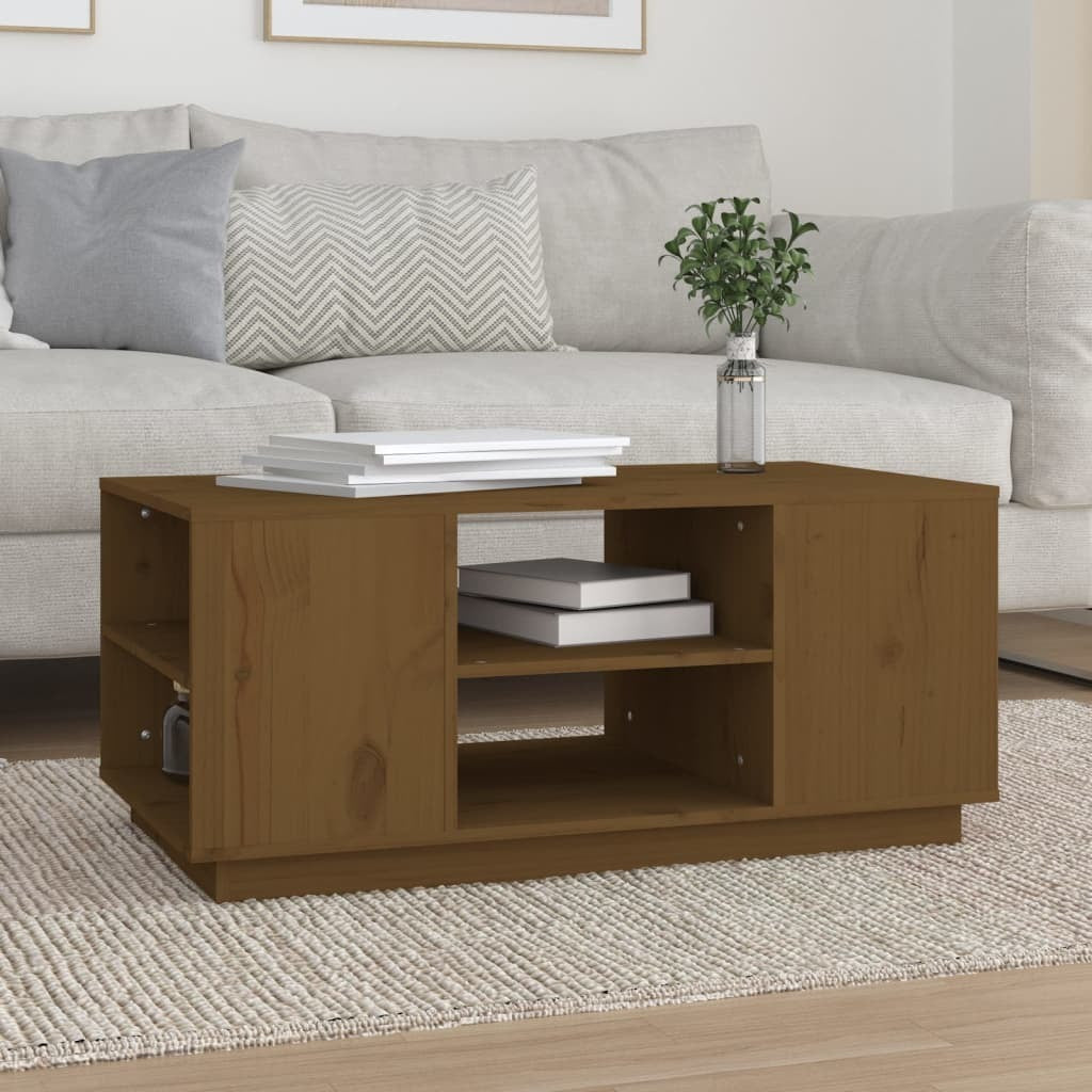 Coffee Table Honey Brown 90x49x40.5 cm Solid Wood Pine