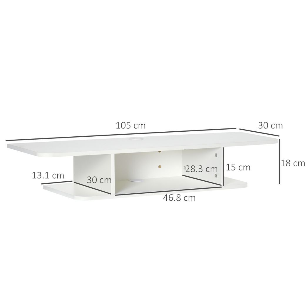 Floating TV Unit Stand Wall Mount Media Console with Storage Shelf, White